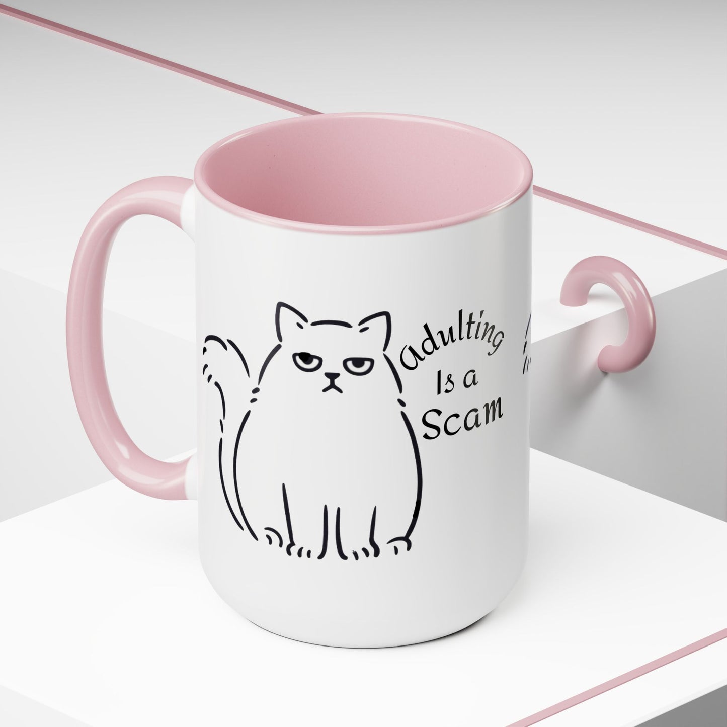 Grumpy Cat Mom Mug, Cat Mom Gift, Cat Mom Coffee Mug, Adulting is a Scam Cat Lover Gift