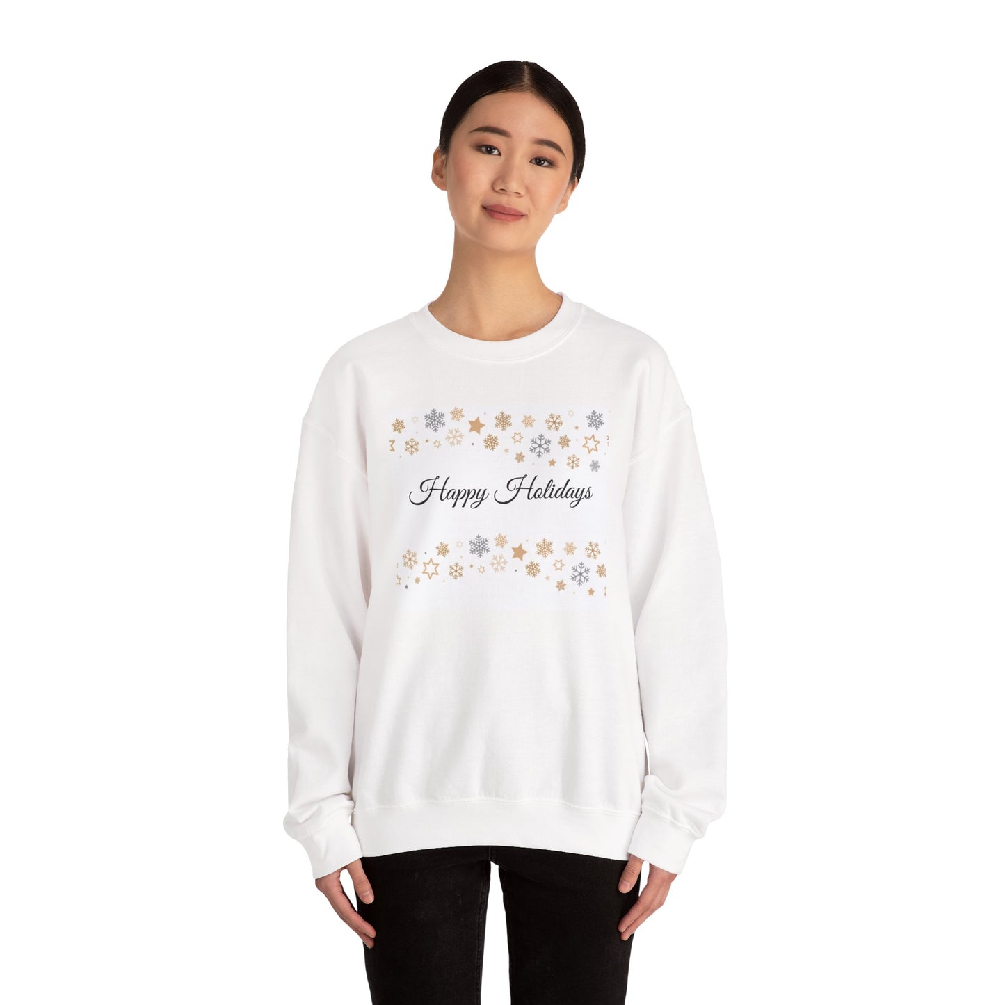 Holiday Party Sweatshirt, Christmas Sweater, Snowflake Unisex Crewneck Sweatshirt, Adult Festive Sweatshirt For Woman