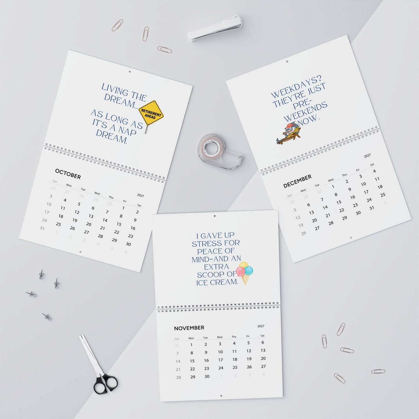 2027 Wall Calendar, Retirement Wall Calendar 2027, Monthly Planner, Retirement Gift For Him, Retirement Party Gift