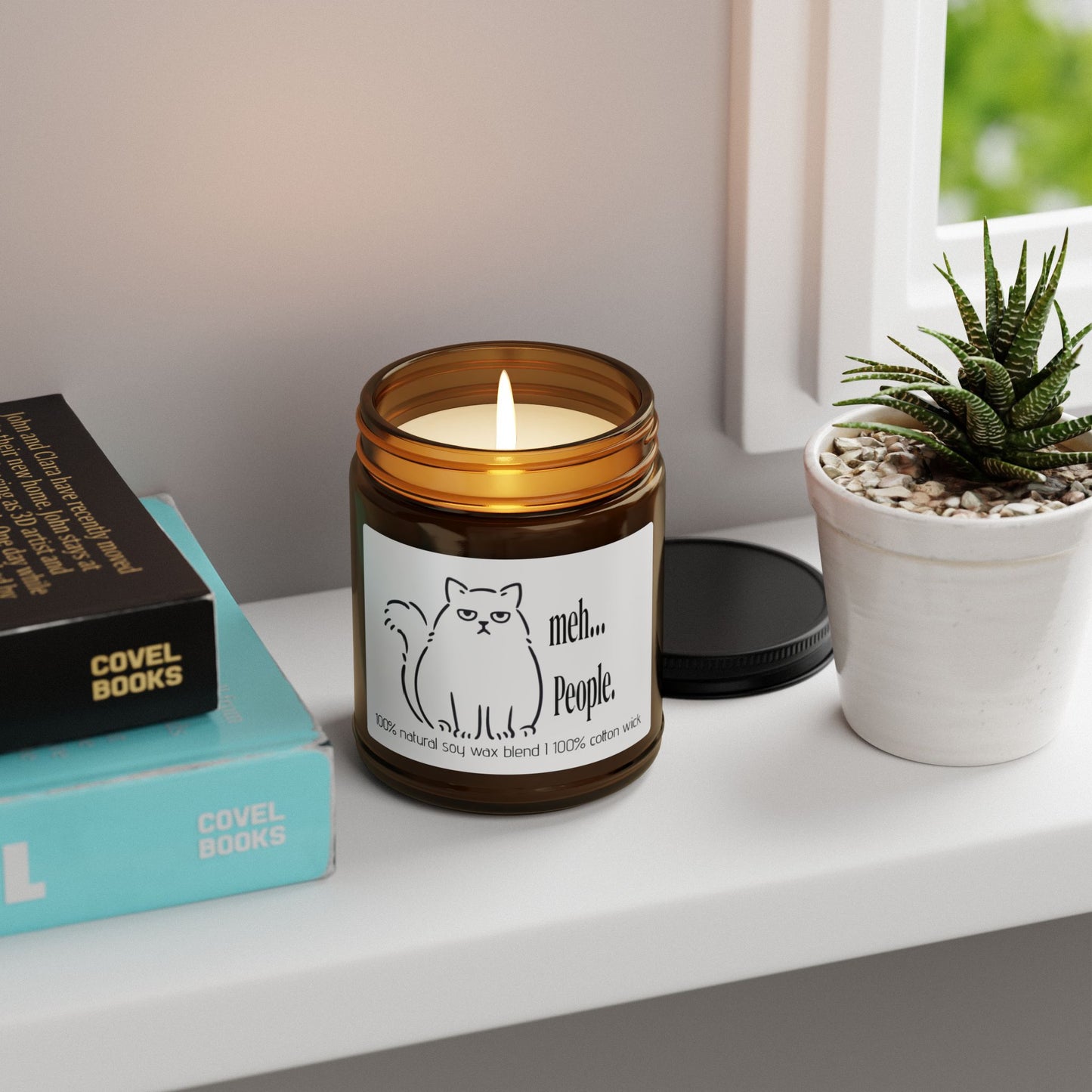 Scented Soy Candle, 100% Natural Soy Candle, Sarcastic Meh...People, Amber Jar Candle, Sarcastic Scented Candle, Gift For Introverts