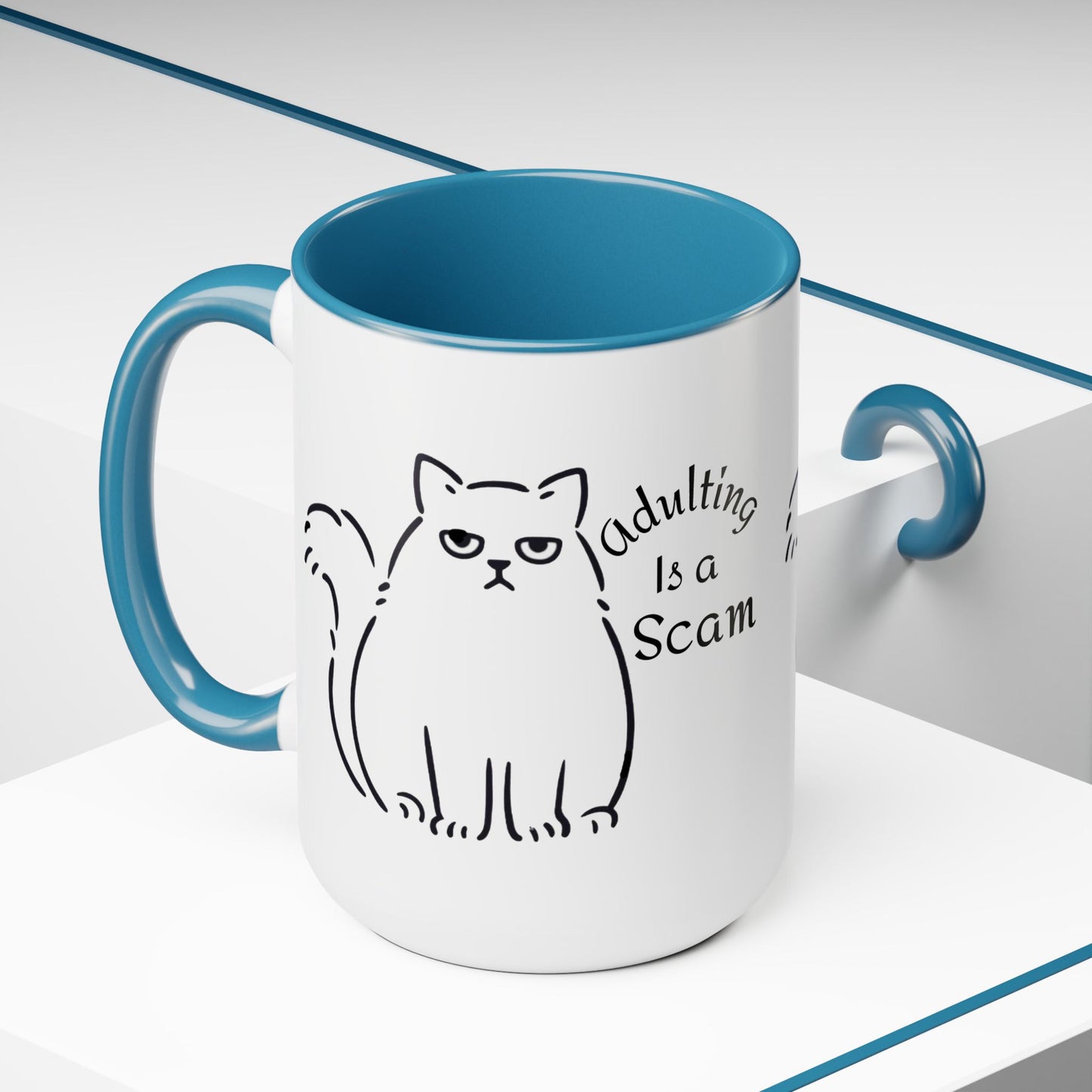 Grumpy Cat Mom Mug, Cat Mom Gift, Cat Mom Coffee Mug, Adulting is a Scam Cat Lover Gift