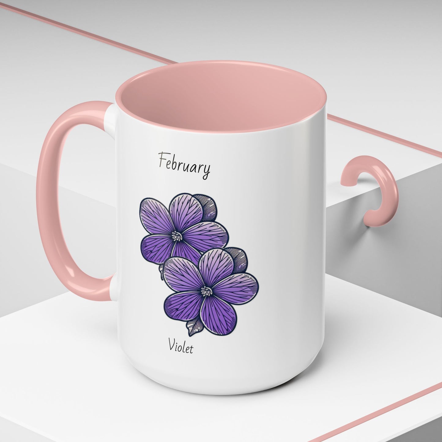 Coffee Mug Flower Coffee Mug, February Birth Month Flower - Violet, Birthday Gift Flower, Girlfriend Gift, Coffee Lover Gift