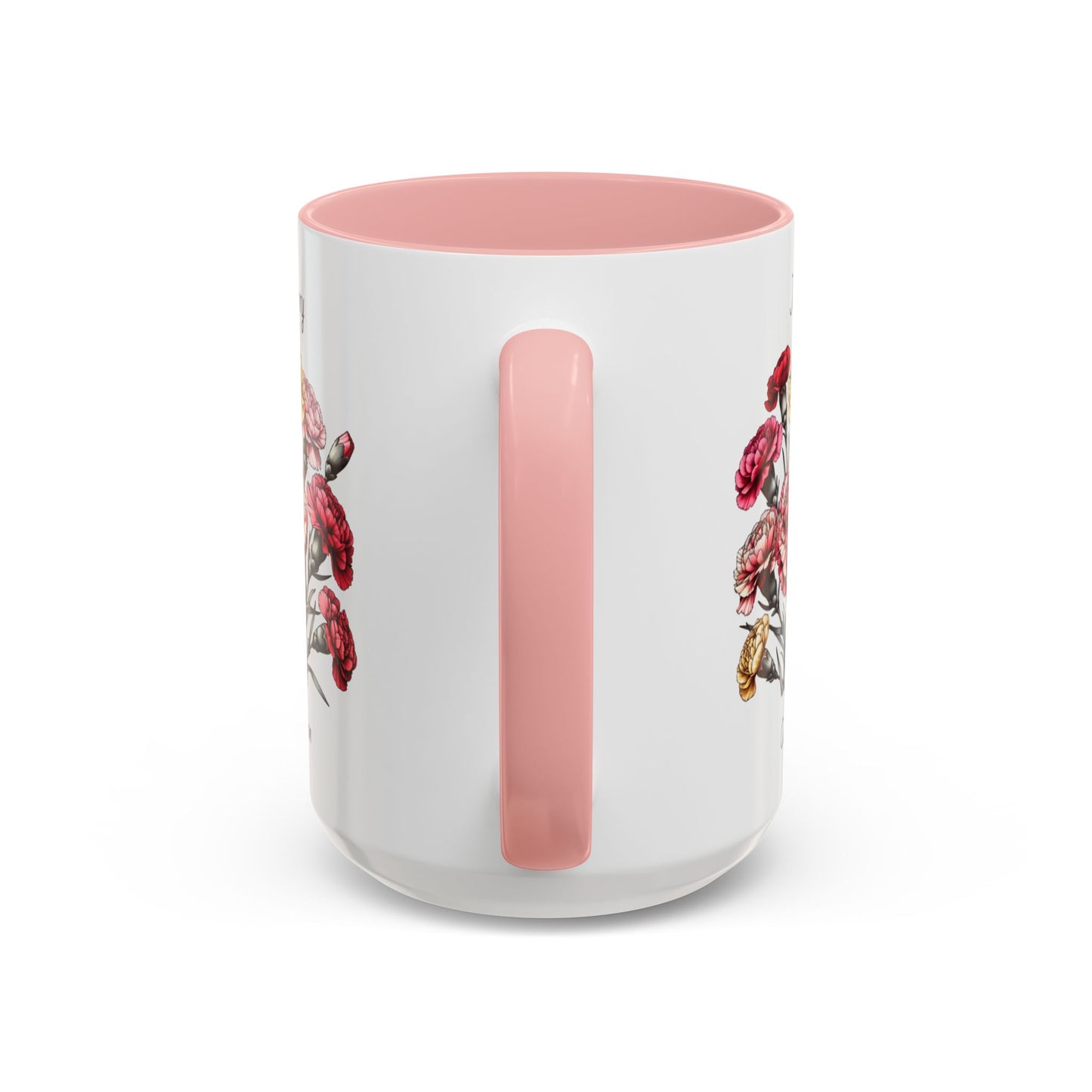 Coffee Mug Flower Coffee Mug, January Birth Month Flower - Carnation, Birthday Gift Flower, Girlfriend Gift, Coffee Lover Gift