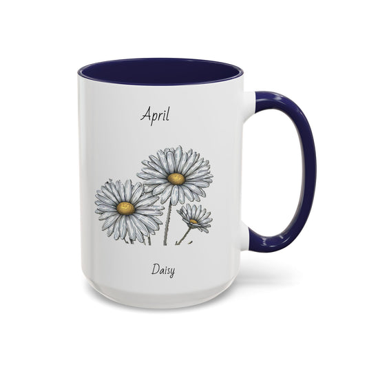 April Coffee Mug Flower Coffee Mug, April Birth Month Flower - Daisy, Birthday Gift Flower, Girlfriend Gift, Coffee Lover Gift