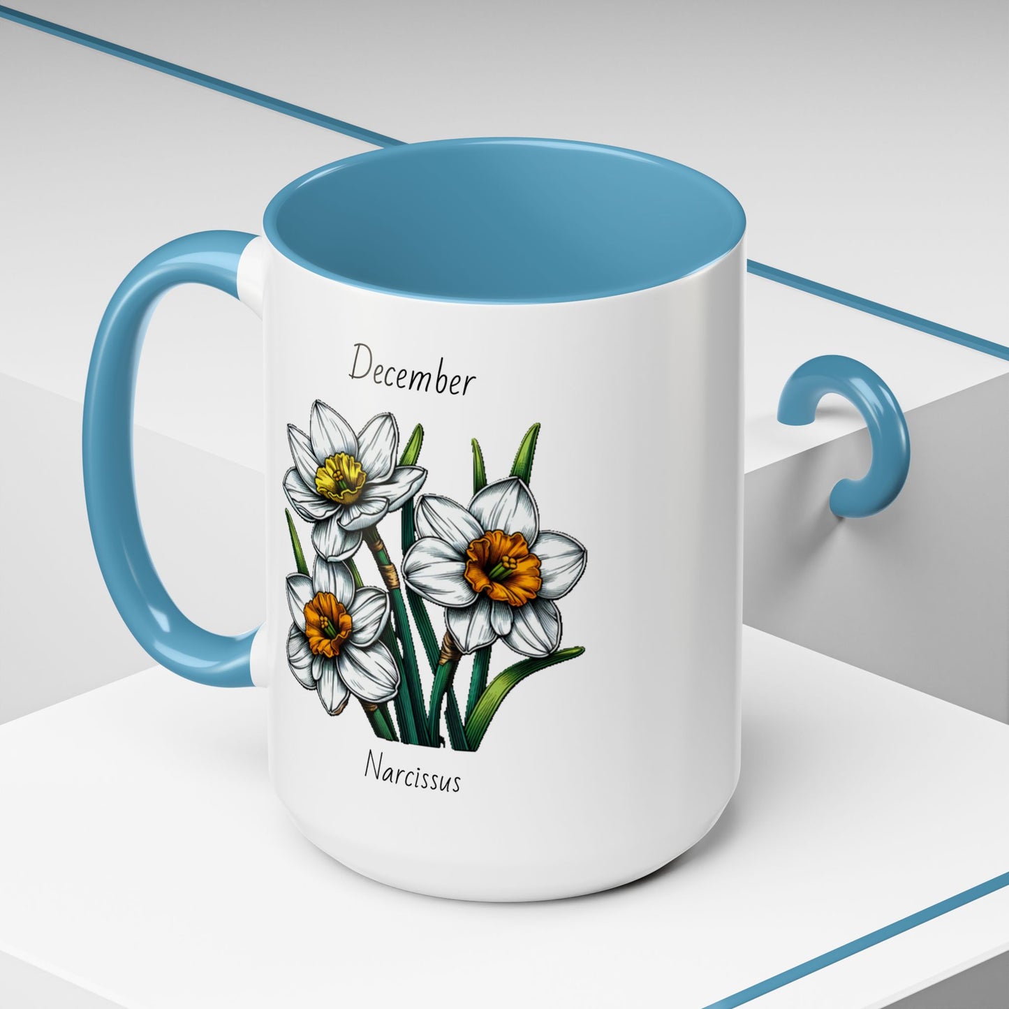 December Coffee Mug Flower Coffee Mug, December Birth Month Flower - Narcissus, December Birthday Gift Flower Mug