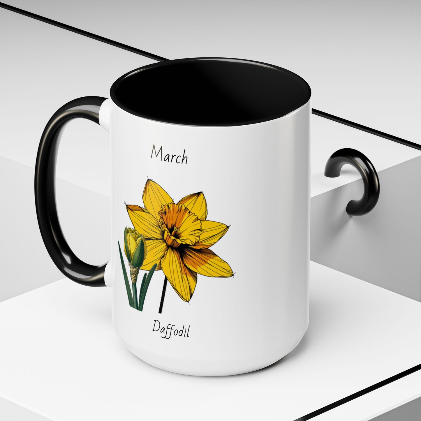 March Coffee Mug Flower Coffee Mug, March Birth Month Flower - Daffodil, Birthday Gift Flower, Girlfriend Gift