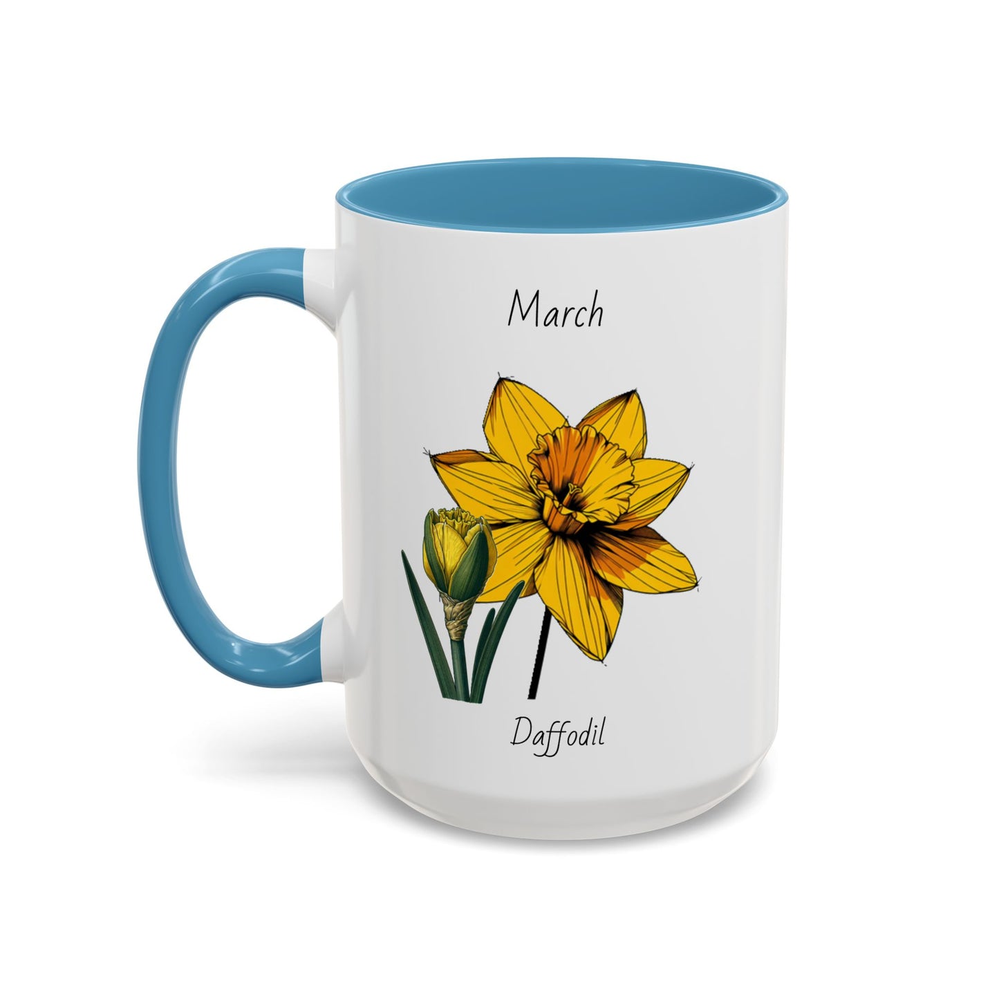 March Coffee Mug Flower Coffee Mug, March Birth Month Flower - Daffodil, Birthday Gift Flower, Girlfriend Gift