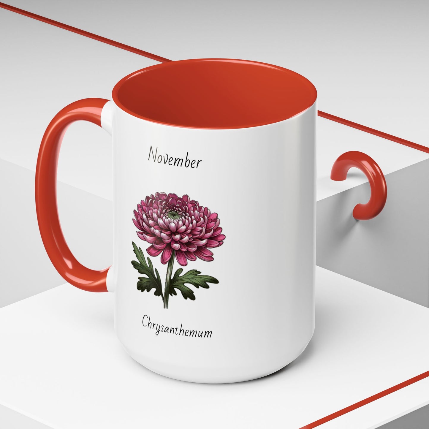 November Coffee Mug Flower Coffee Mug, November Birth Month Flower - Chrysanthemum, November Birthday Gift Flower Mug