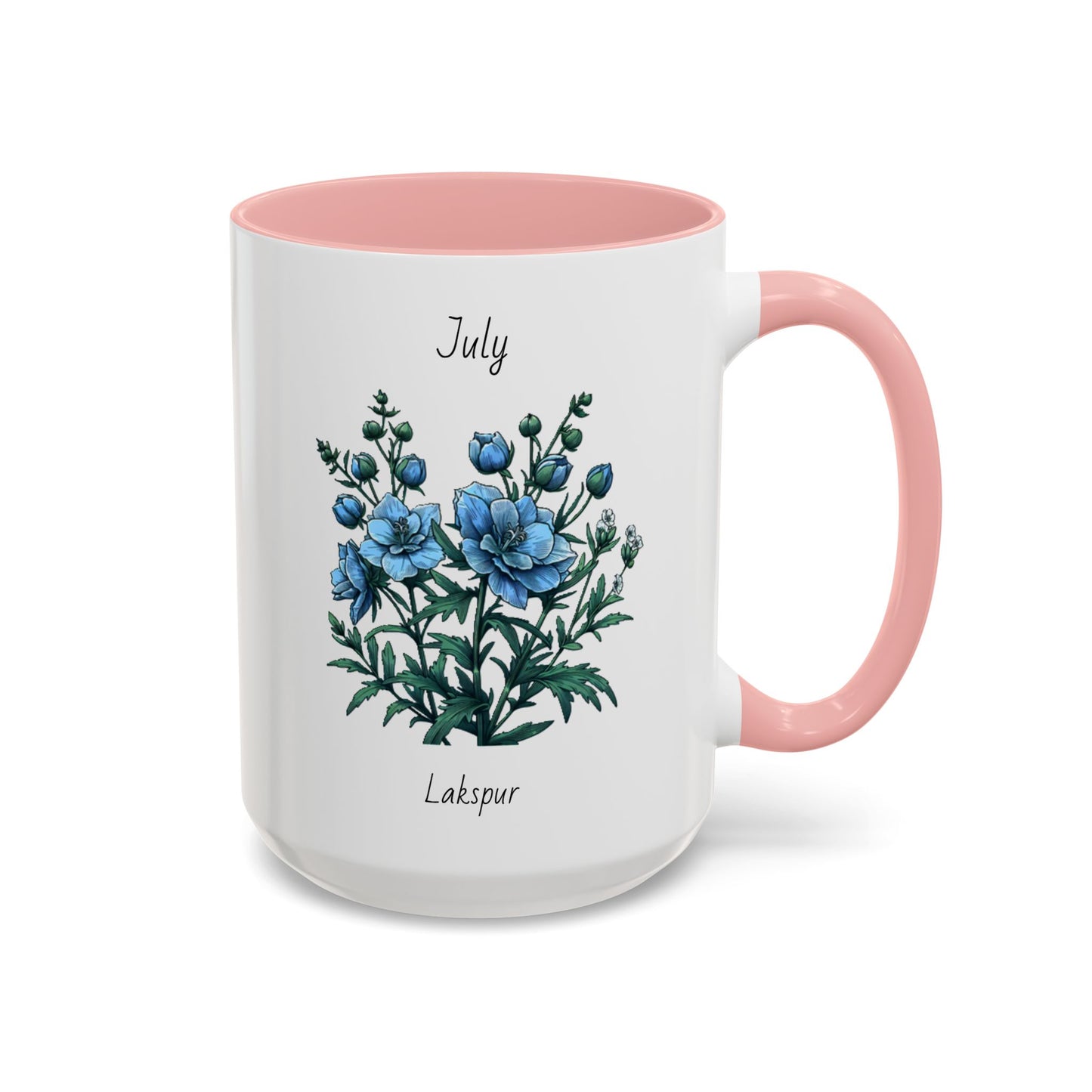 July Coffee Mug Flower Coffee Mug, July Birth Month Flower - Lakspur, Birthday Gift Flower