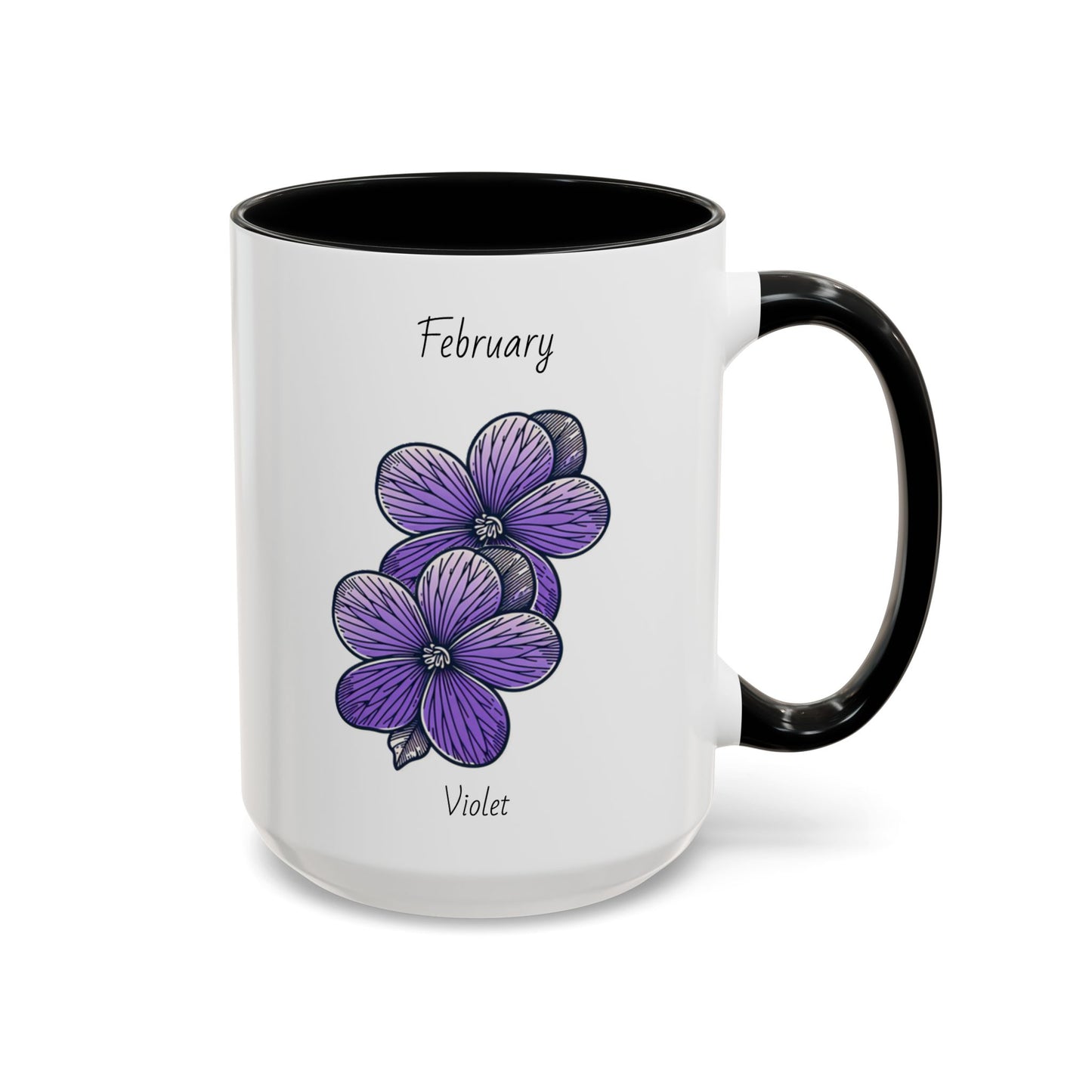 Coffee Mug Flower Coffee Mug, February Birth Month Flower - Violet, Birthday Gift Flower, Girlfriend Gift, Coffee Lover Gift