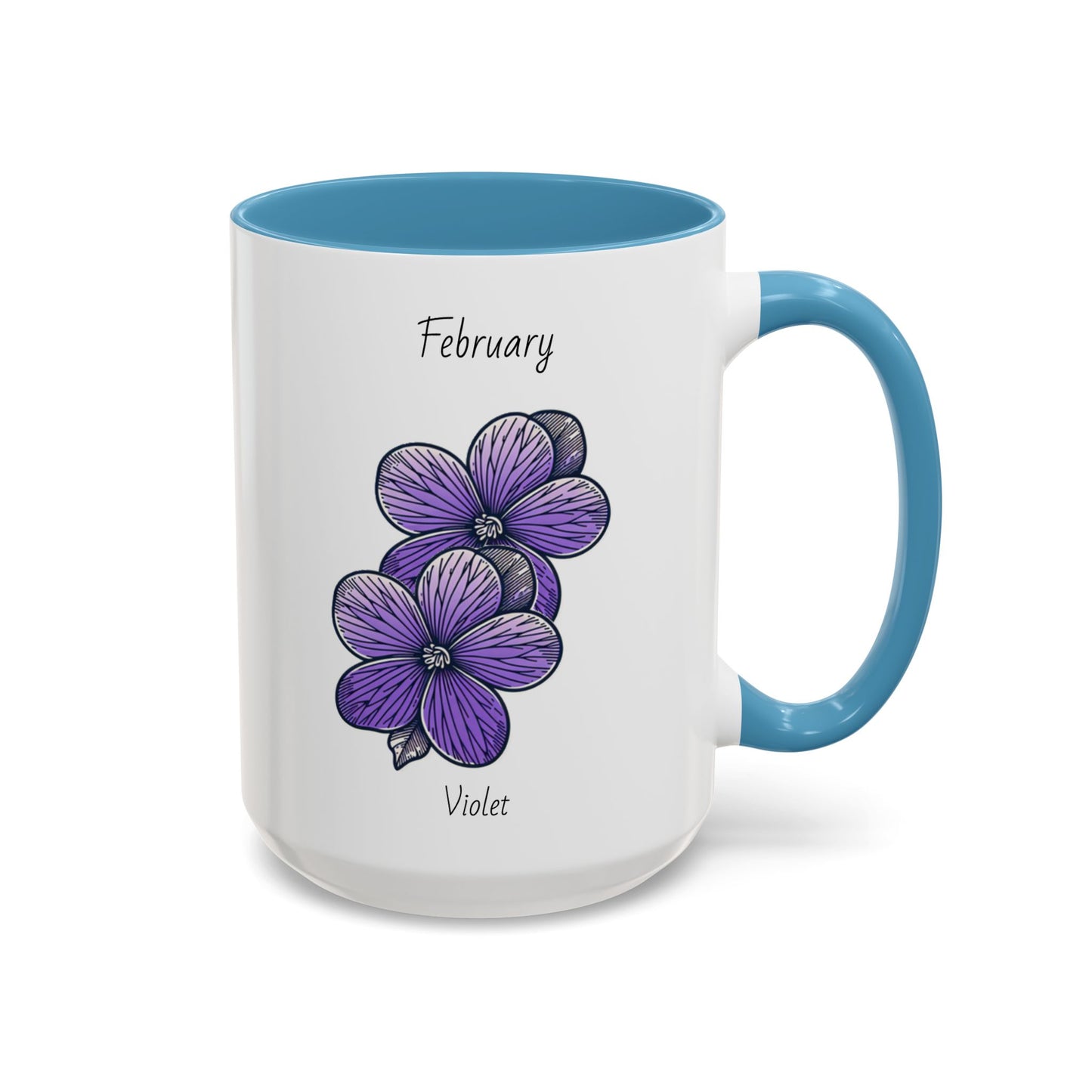 Coffee Mug Flower Coffee Mug, February Birth Month Flower - Violet, Birthday Gift Flower, Girlfriend Gift, Coffee Lover Gift