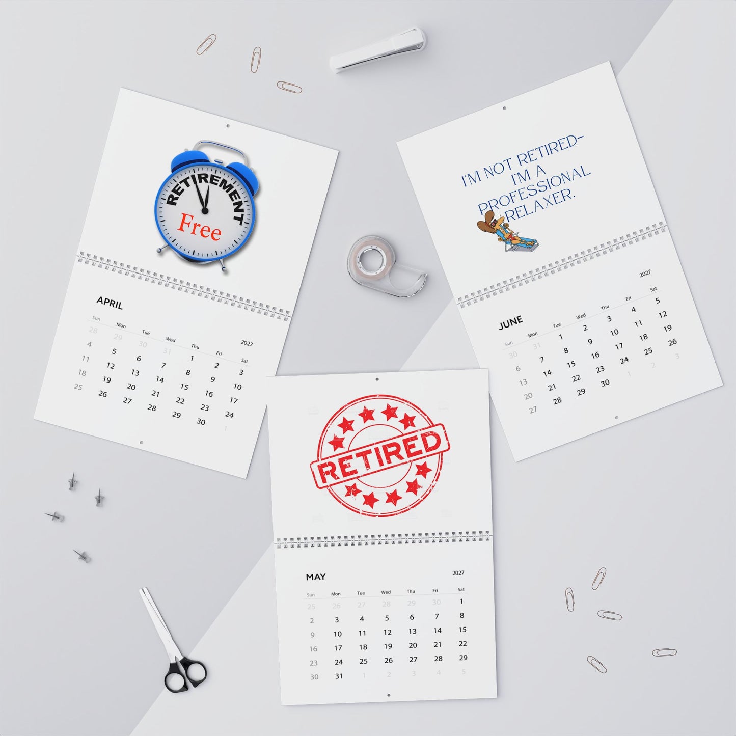 2027 Wall Calendar, Retirement Wall Calendar 2027, Monthly Planner, Retirement Gift For Him, Retirement Party Gift