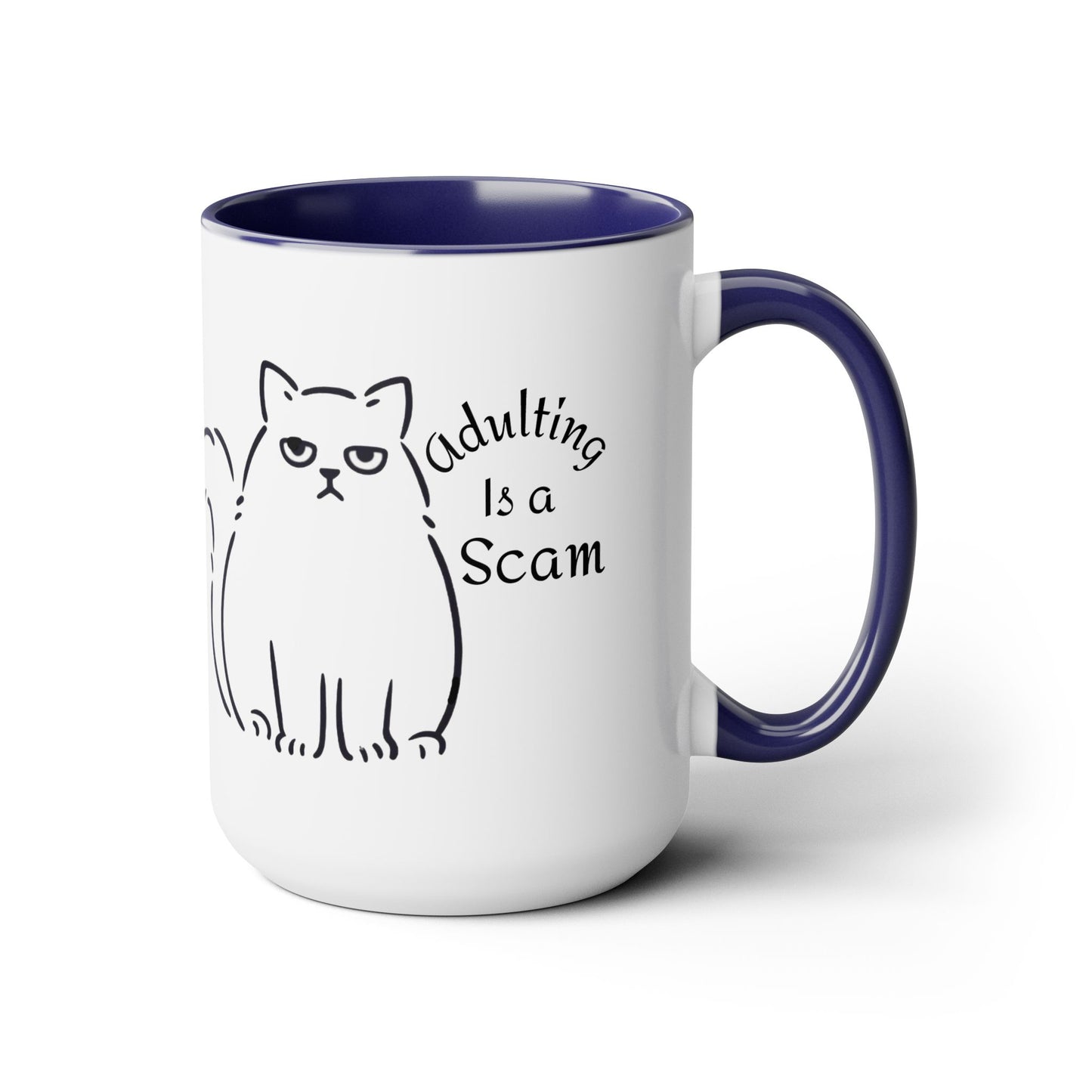 Grumpy Cat Mom Mug, Cat Mom Gift, Cat Mom Coffee Mug, Adulting is a Scam Cat Lover Gift