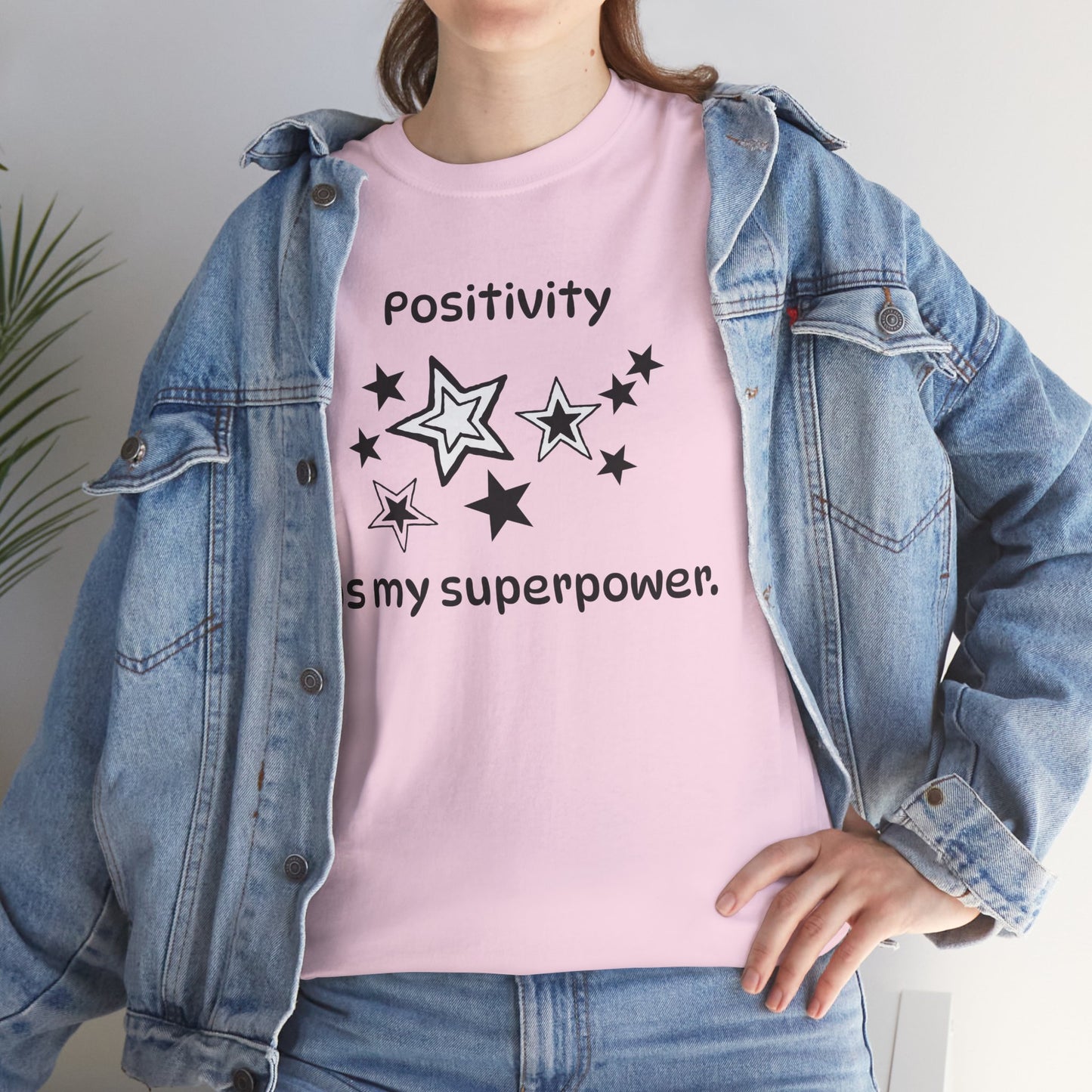 Yoga T Shirt, Inspirational T Shirt, Positivity is my Superpower Unisex Heavy Cotton Tee, Adult T Shirt For Woman, Yoga Shirt
