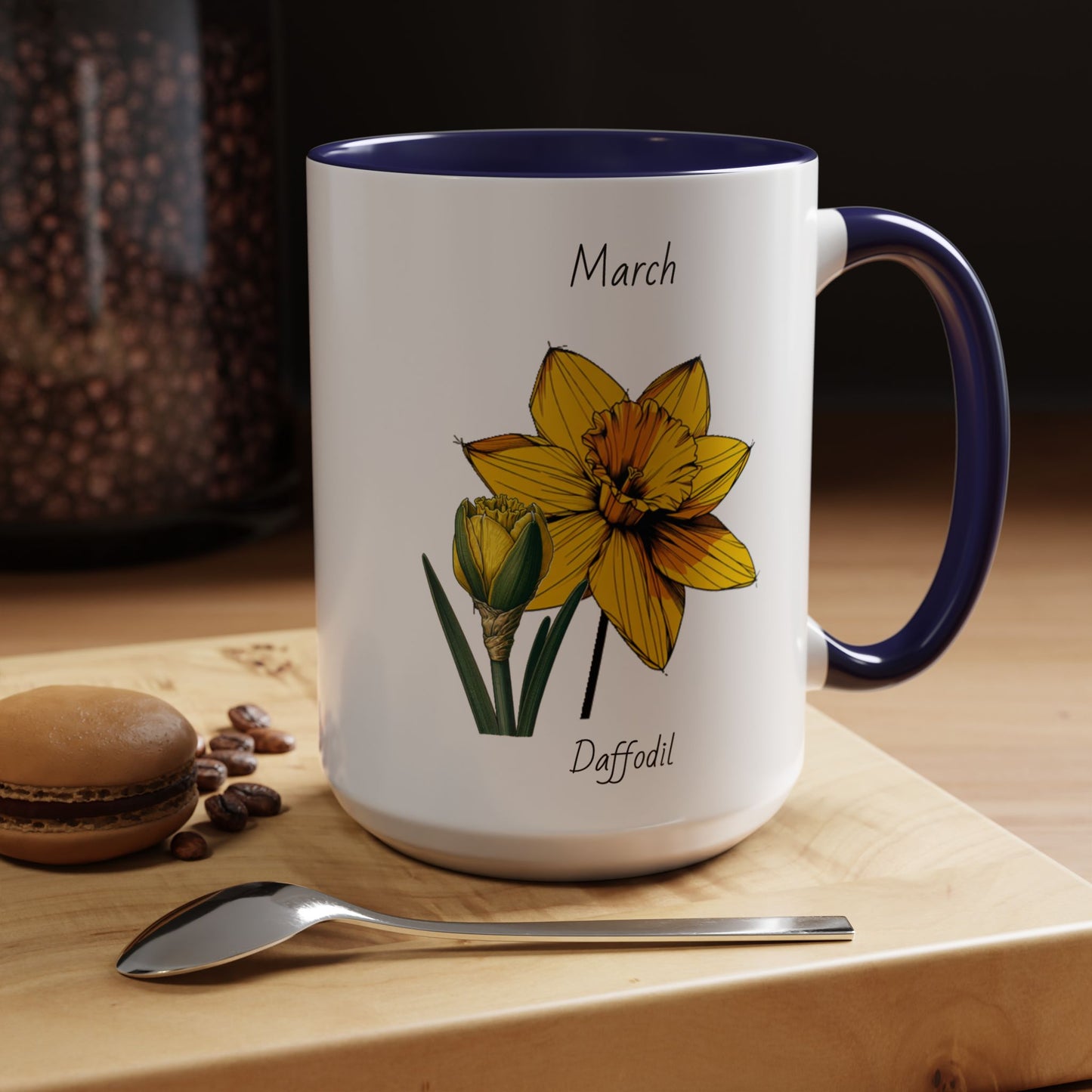 March Coffee Mug Flower Coffee Mug, March Birth Month Flower - Daffodil, Birthday Gift Flower, Girlfriend Gift