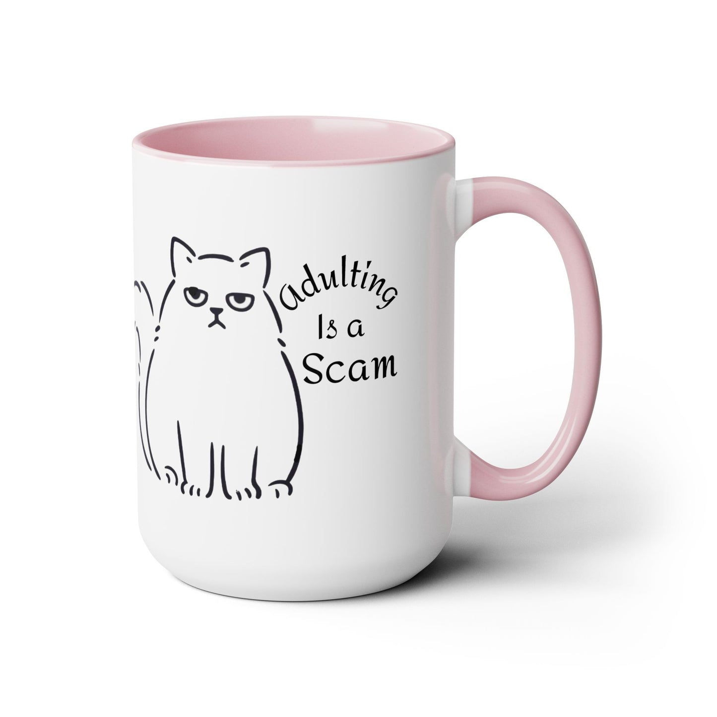 Grumpy Cat Mom Mug, Cat Mom Gift, Cat Mom Coffee Mug, Adulting is a Scam Cat Lover Gift