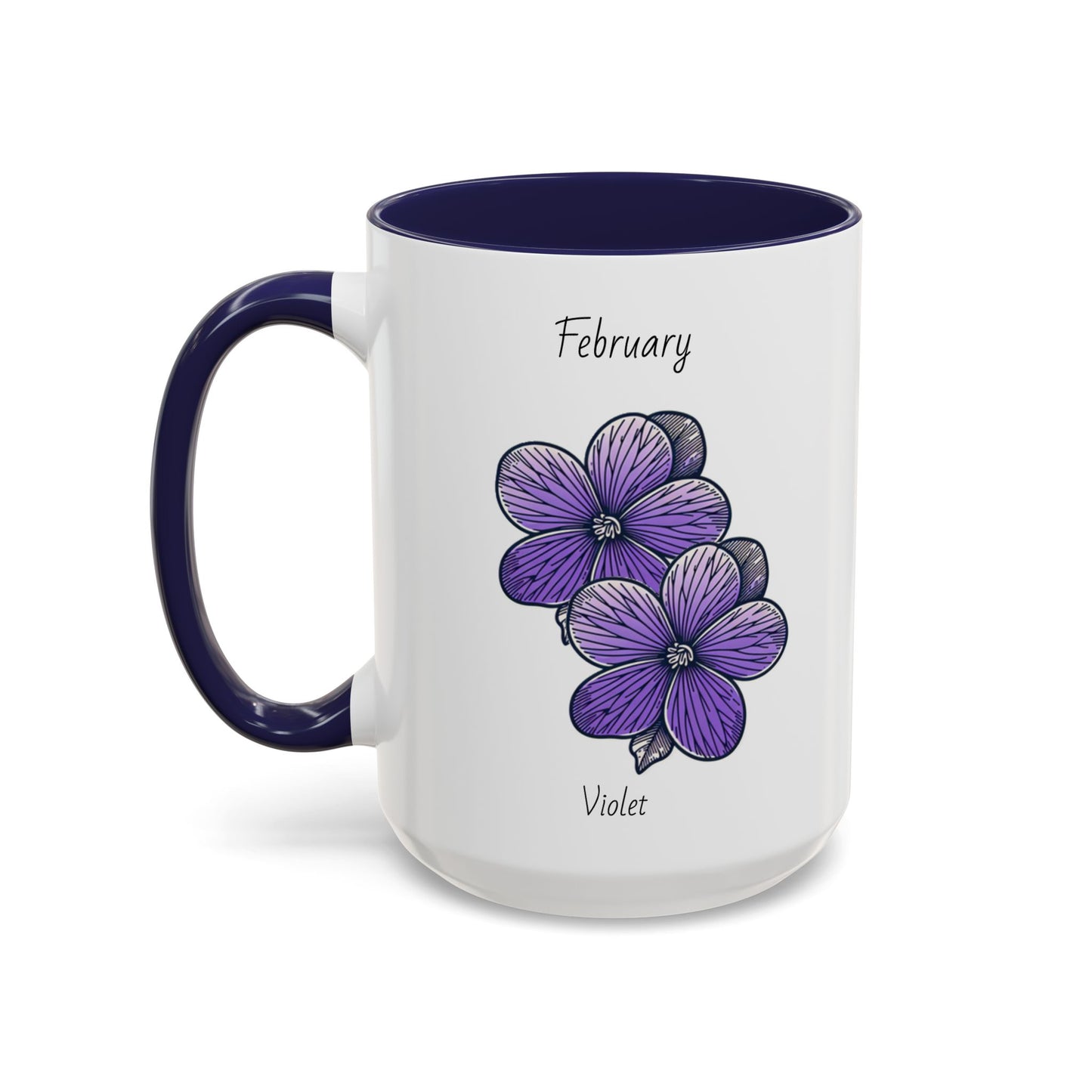 Coffee Mug Flower Coffee Mug, February Birth Month Flower - Violet, Birthday Gift Flower, Girlfriend Gift, Coffee Lover Gift