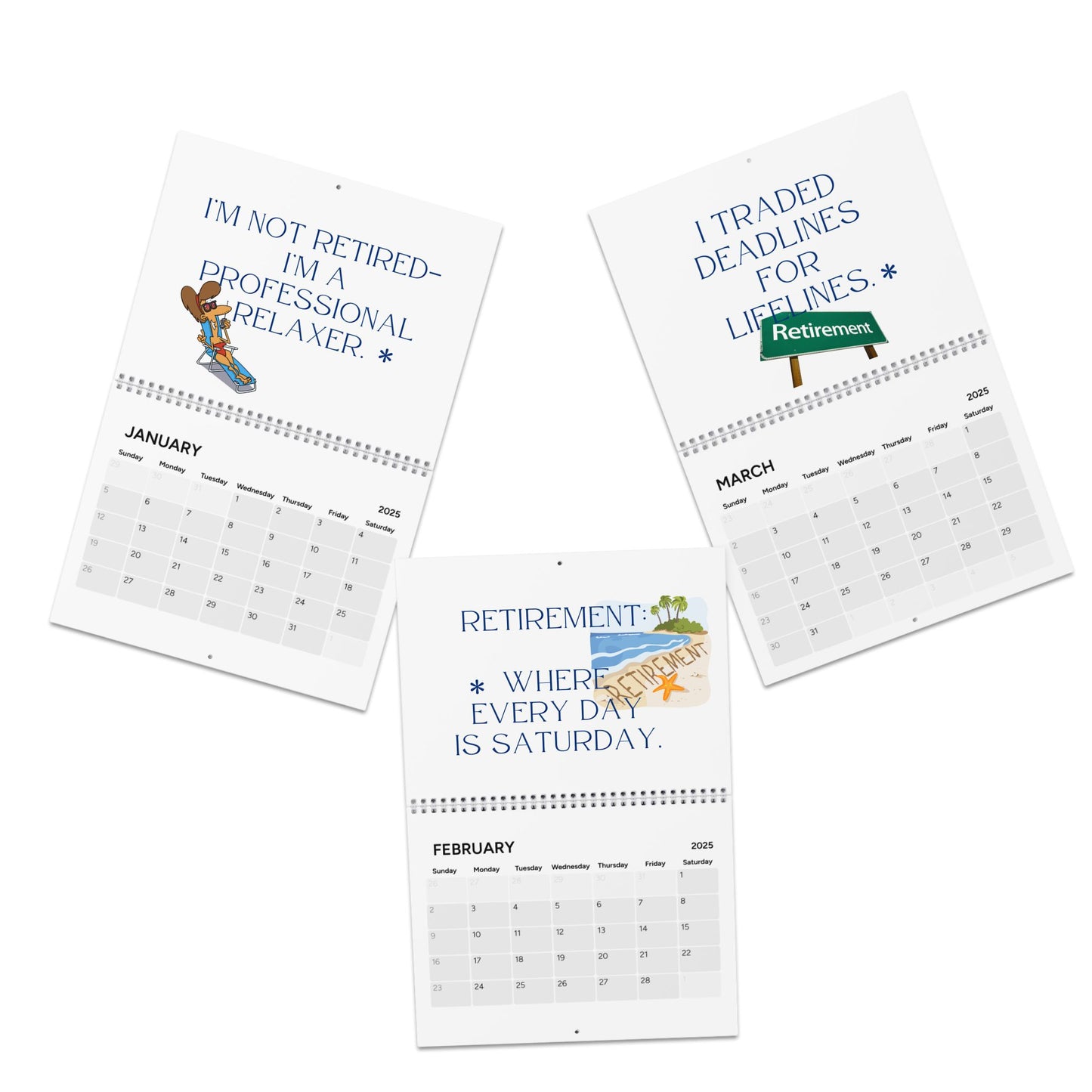 Retirement Calendar For Retiree, Funny 2025 Wall Calendar, Humorous Retirement Wall Calendar, Wall Decor, Retirement Gift