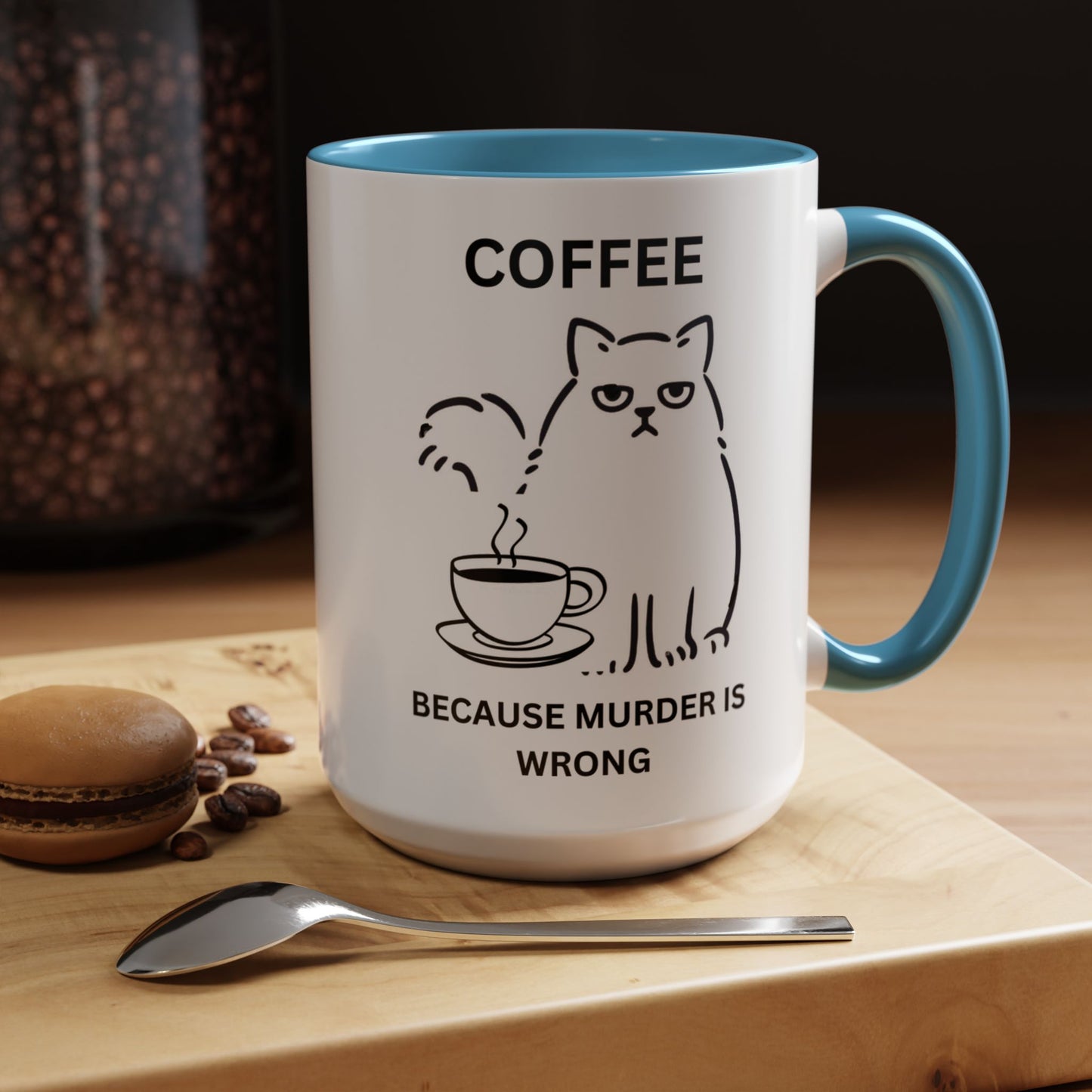 Funny Coffee Mug, Sarcastic Coffee Mug, Coffee vs Murder Mug, Coffee Lover Gift, Gift For Cat Lover, Cat Mom Gift, Sassy Cat Coffee Mug