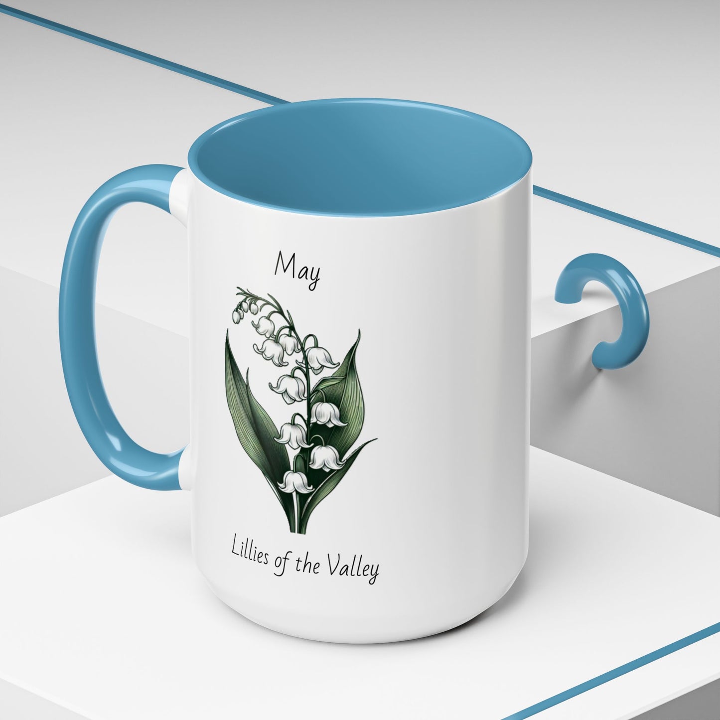 May Coffee Mug Flower Coffee Mug, May Birth Flower - Lillies Of The Valley, Birthday Gift Flower Mug