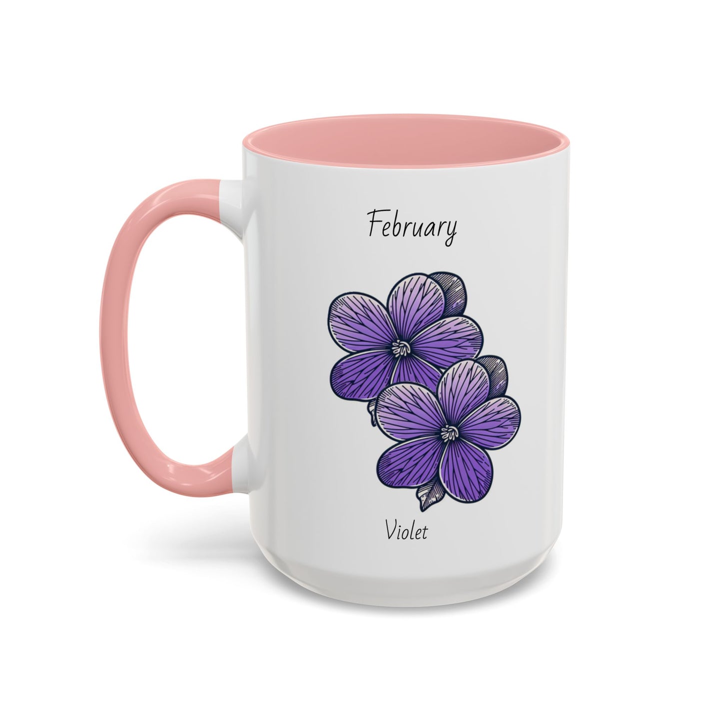 Coffee Mug Flower Coffee Mug, February Birth Month Flower - Violet, Birthday Gift Flower, Girlfriend Gift, Coffee Lover Gift