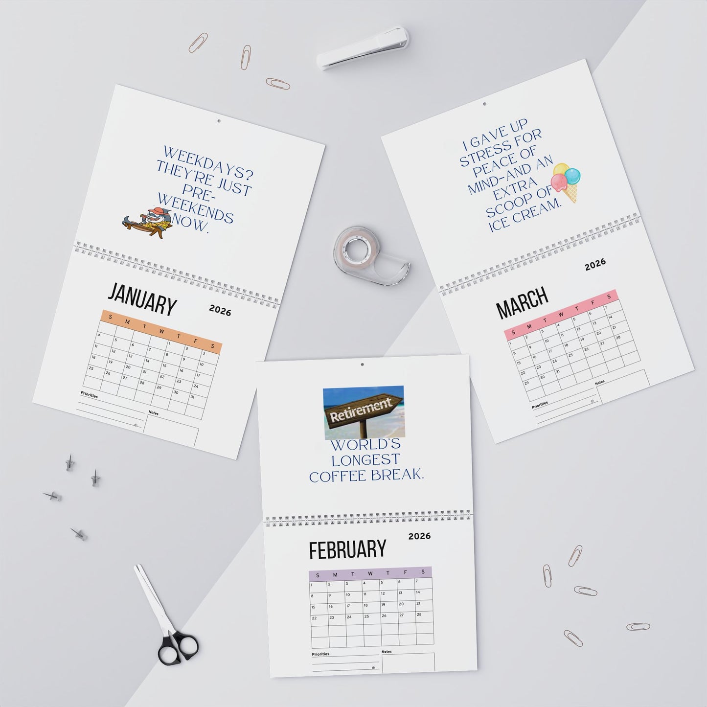 Retirement Gift For Woman, Retirement Calendar For Retiree Gift, 2026 Monthly Planner, Funny Retirement Wall Calendar, Wall Decor, 2026 Monthly Calendar