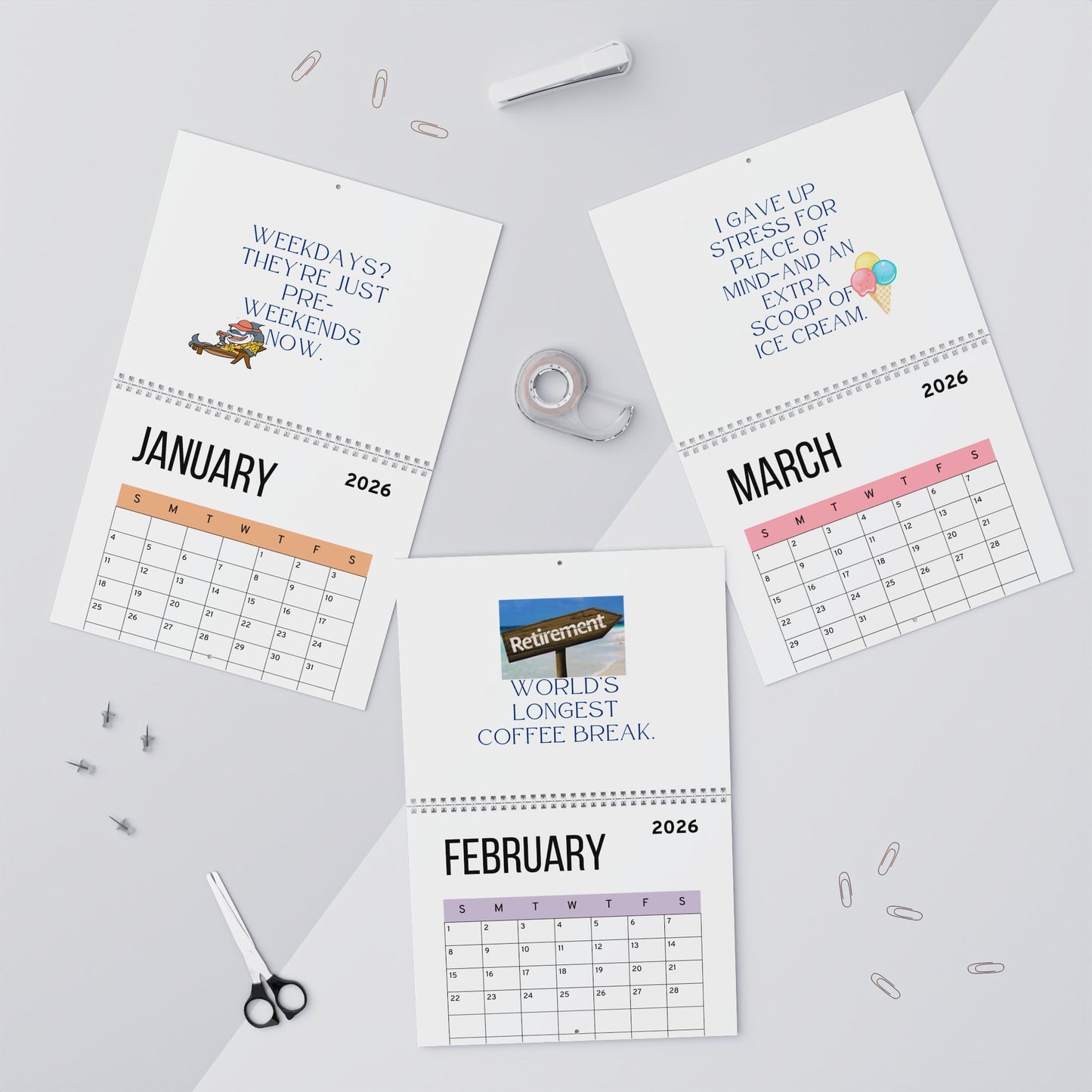 Retirement Gift For Man, Retirement Calendar For Retiree Gift, 2026 Monthly Planner, Funny Retirement Wall Calendar, 2026 Monthly Calendar