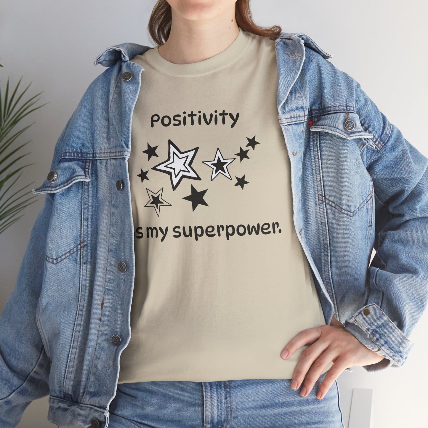 Yoga T Shirt, Inspirational T Shirt, Positivity is my Superpower Unisex Heavy Cotton Tee, Adult T Shirt For Woman, Yoga Shirt