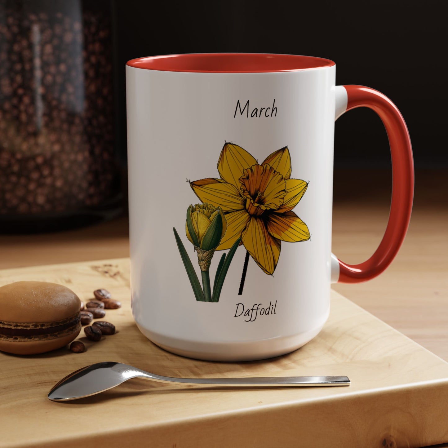 March Coffee Mug Flower Coffee Mug, March Birth Month Flower - Daffodil, Birthday Gift Flower, Girlfriend Gift