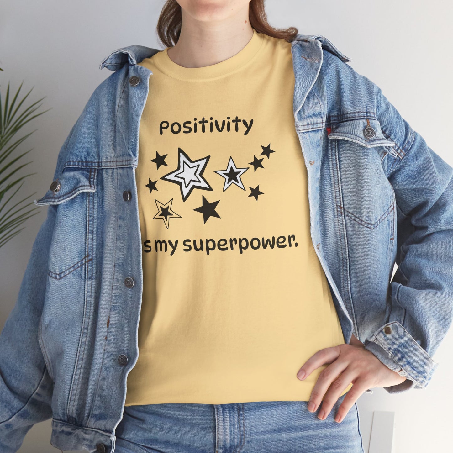 Yoga T Shirt, Inspirational T Shirt, Positivity is my Superpower Unisex Heavy Cotton Tee, Adult T Shirt For Woman, Yoga Shirt