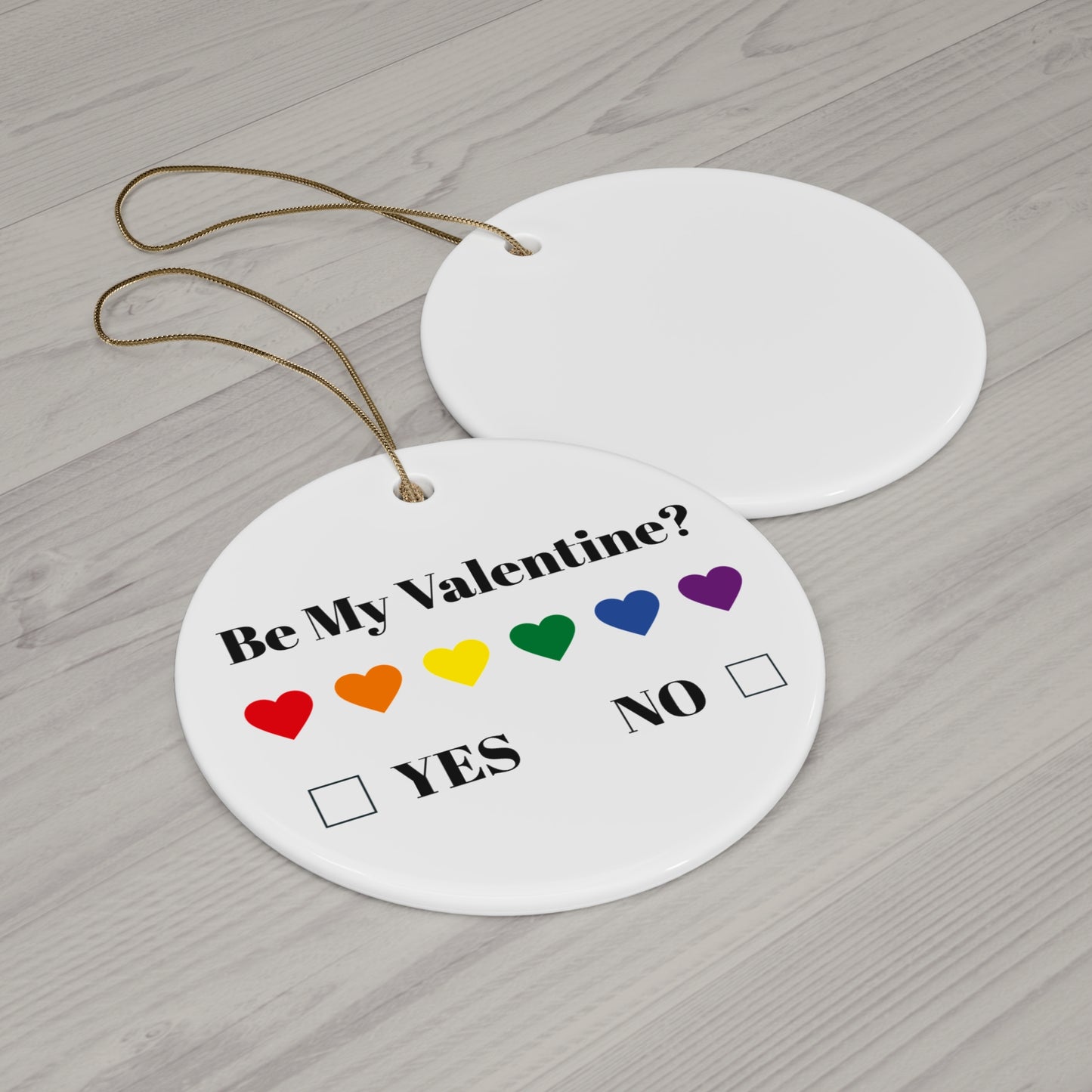 Valentine Ornament, Valentine Gift, Be My Valentine Ceramic Ornament, Circle LGBTQ Ornament, Valentine Decoration, Trans Gift