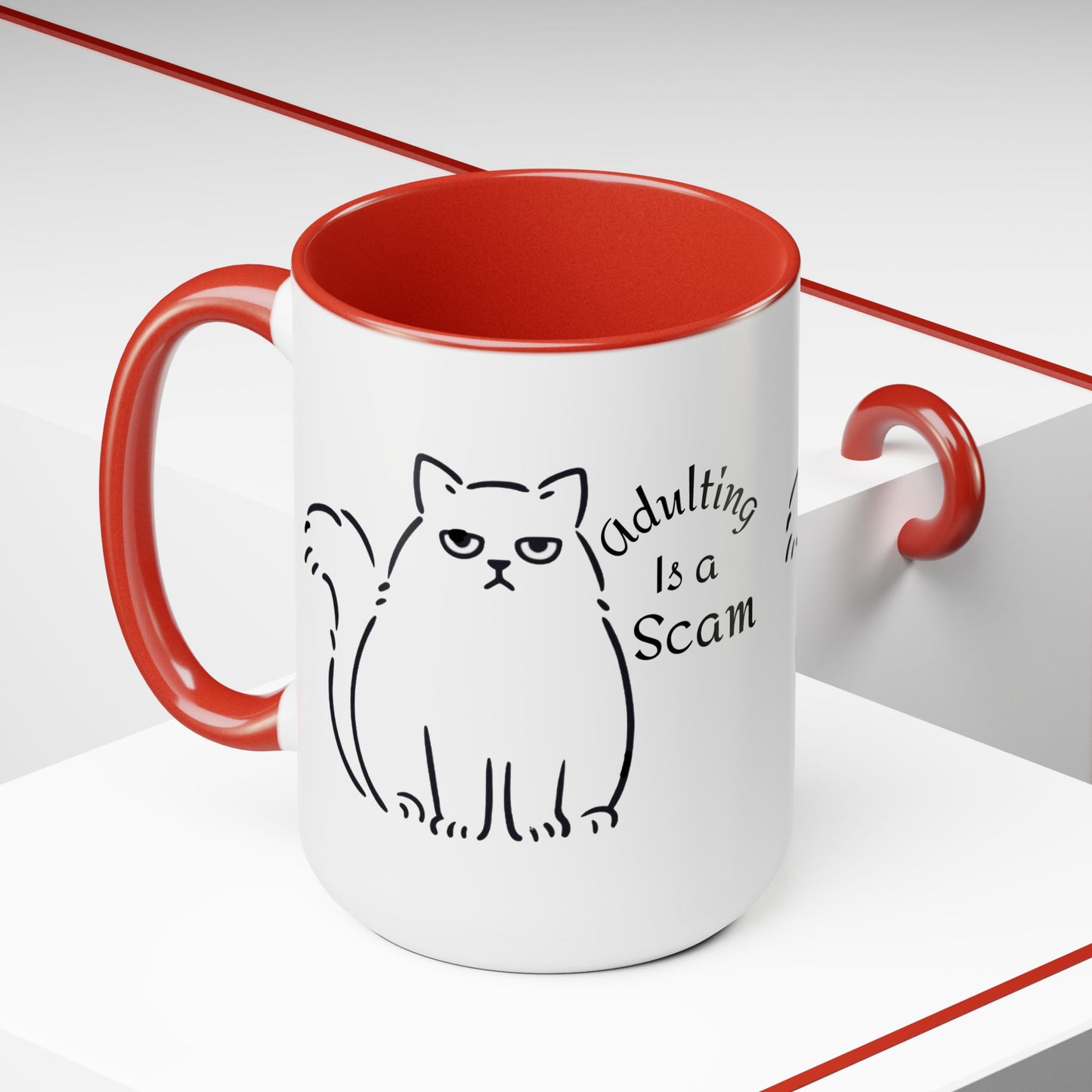 Grumpy Cat Mom Mug, Cat Mom Gift, Cat Mom Coffee Mug, Adulting is a Scam Cat Lover Gift
