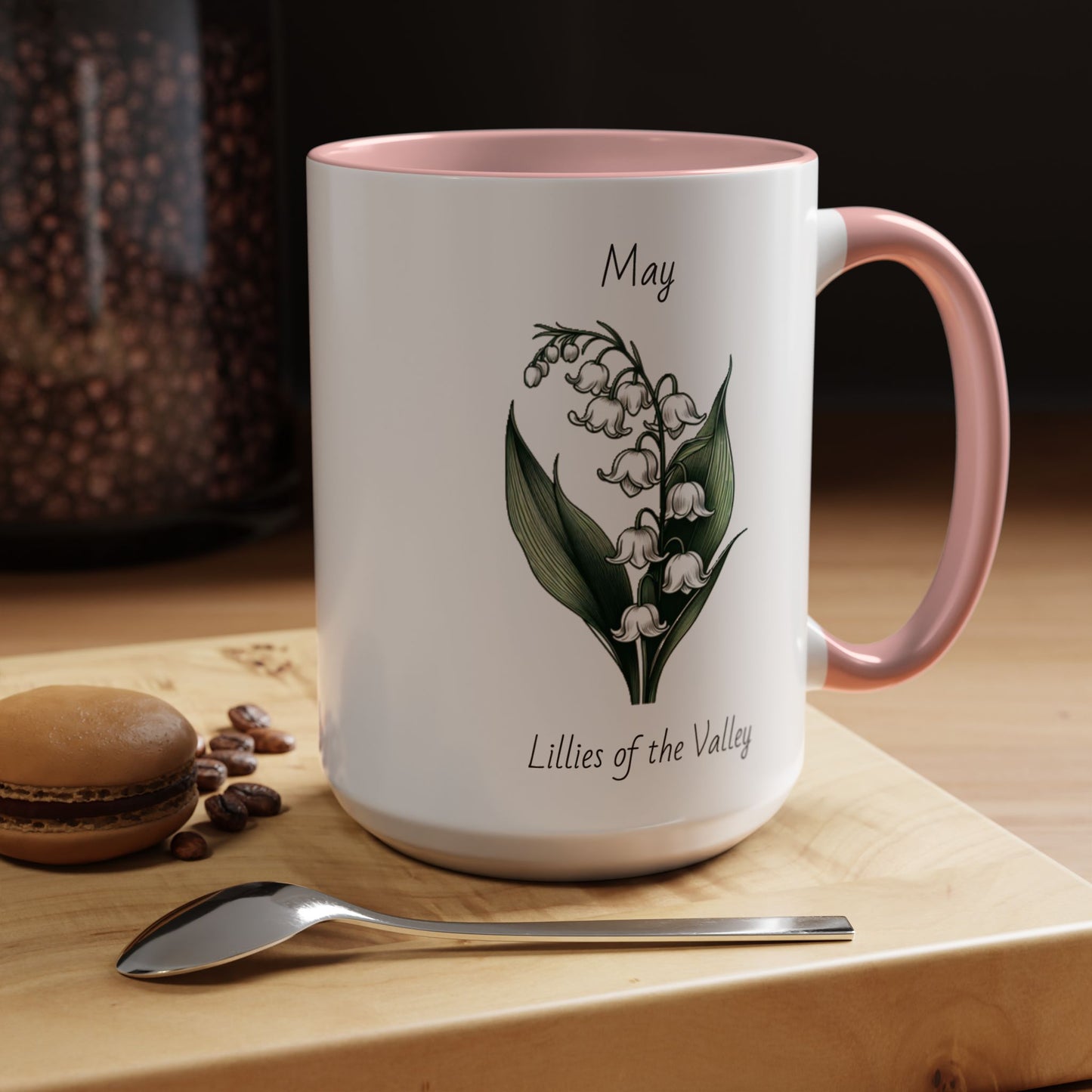 May Coffee Mug Flower Coffee Mug, May Birth Flower - Lillies Of The Valley, Birthday Gift Flower Mug