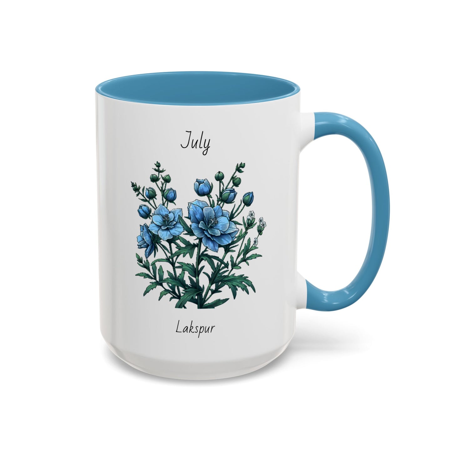 July Coffee Mug Flower Coffee Mug, July Birth Month Flower - Lakspur, Birthday Gift Flower