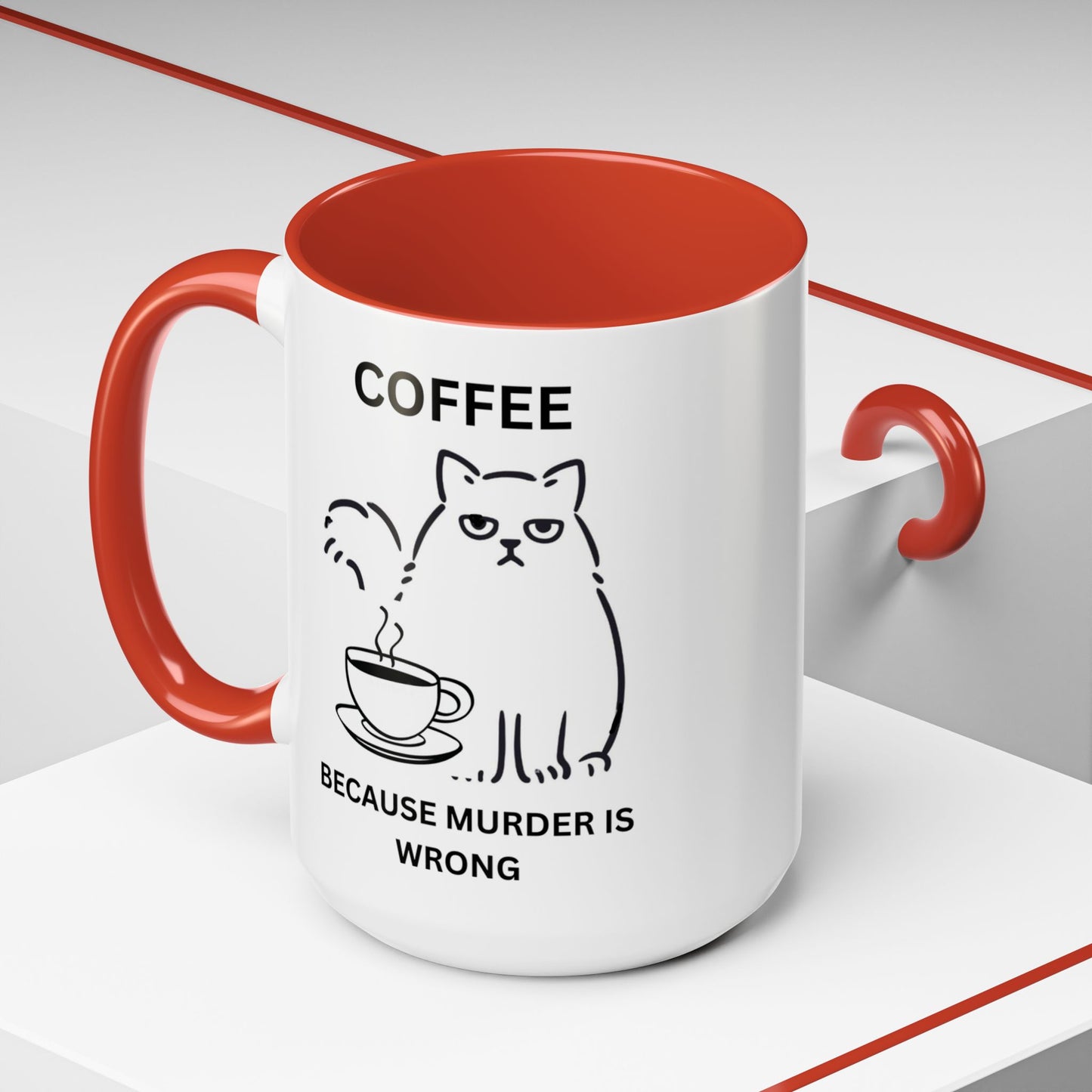 Funny Coffee Mug, Sarcastic Coffee Mug, Coffee vs Murder Mug, Coffee Lover Gift, Gift For Cat Lover, Cat Mom Gift, Sassy Cat Coffee Mug