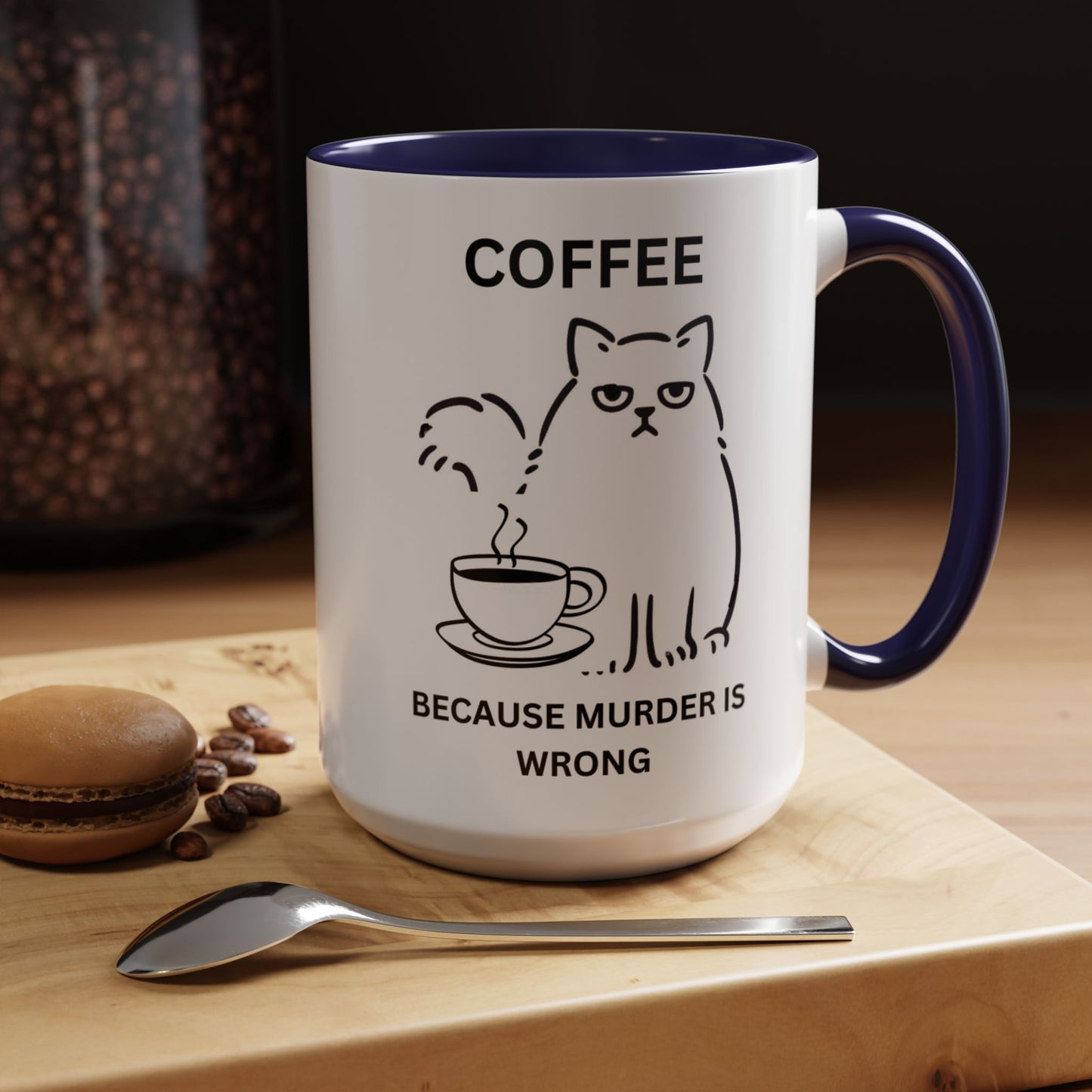 Funny Coffee Mug, Sarcastic Coffee Mug, Coffee vs Murder Mug, Coffee Lover Gift, Gift For Cat Lover, Cat Mom Gift, Sassy Cat Coffee Mug