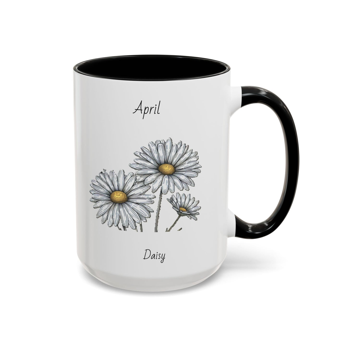 April Coffee Mug Flower Coffee Mug, April Birth Month Flower - Daisy, Birthday Gift Flower, Girlfriend Gift, Coffee Lover Gift