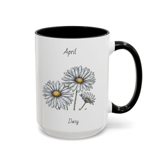 April Coffee Mug Flower Coffee Mug, April Birth Month Flower - Daisy, Birthday Gift Flower, Girlfriend Gift, Coffee Lover Gift
