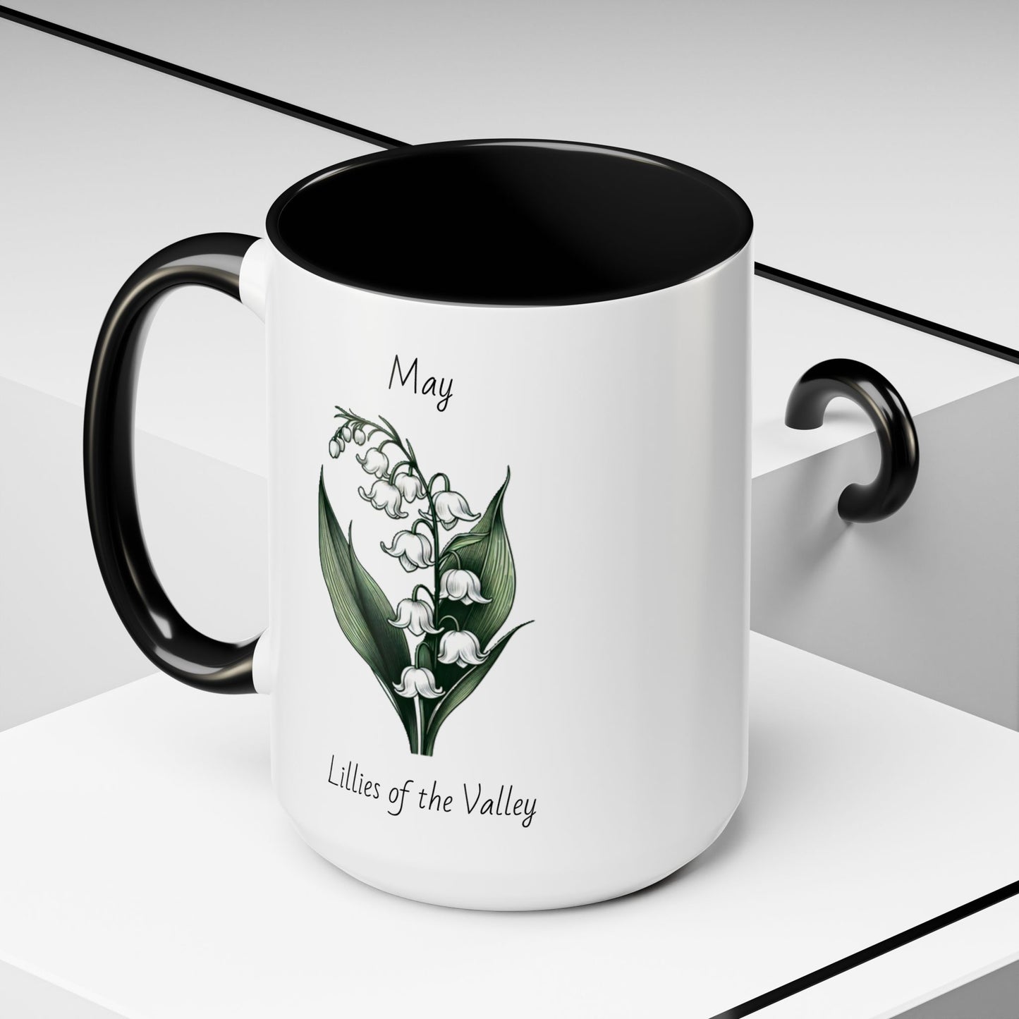 May Coffee Mug Flower Coffee Mug, May Birth Flower - Lillies Of The Valley, Birthday Gift Flower Mug