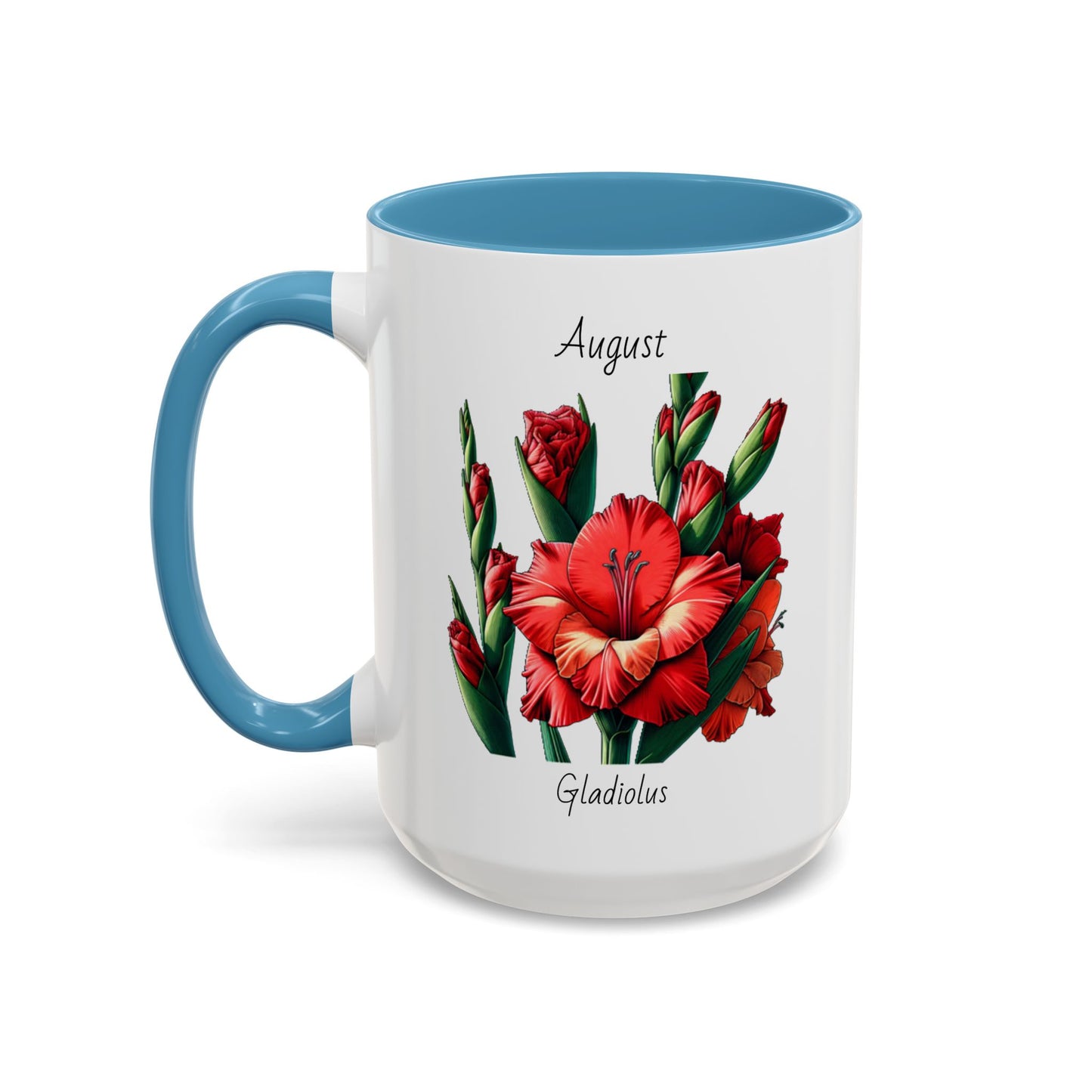 August Coffee Mug Flower Accent Coffee Mug (15oz), August Birth Month Flower - Gladiolus, Birthday Gift Flower