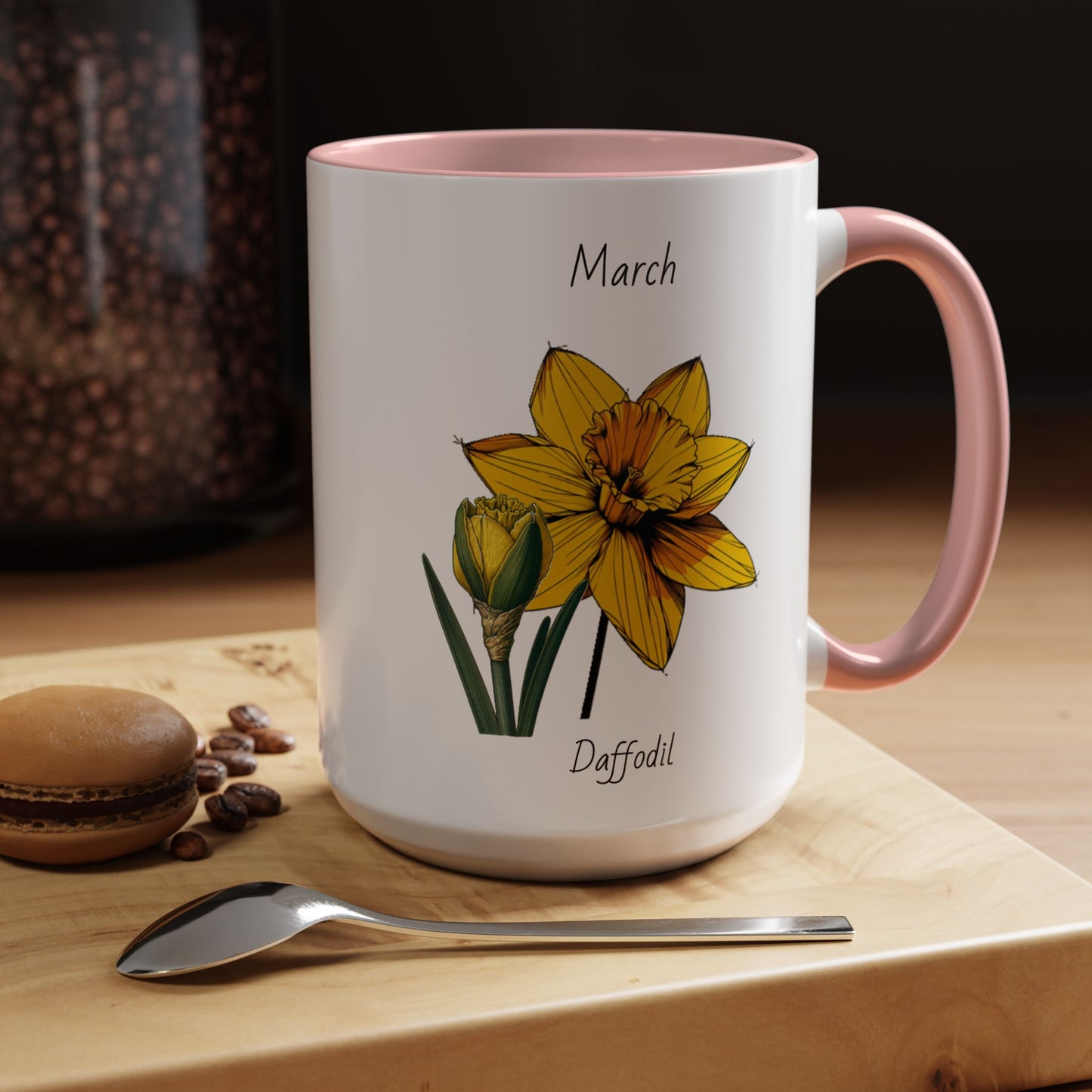 March Coffee Mug Flower Coffee Mug, March Birth Month Flower - Daffodil, Birthday Gift Flower, Girlfriend Gift