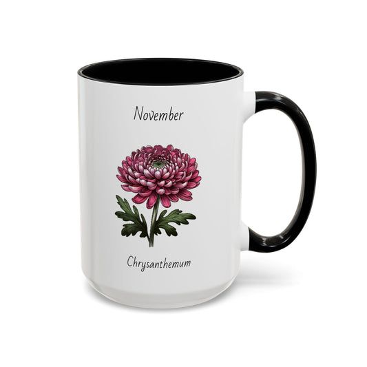 November Coffee Mug Flower Coffee Mug, November Birth Month Flower - Chrysanthemum, November Birthday Gift Flower Mug