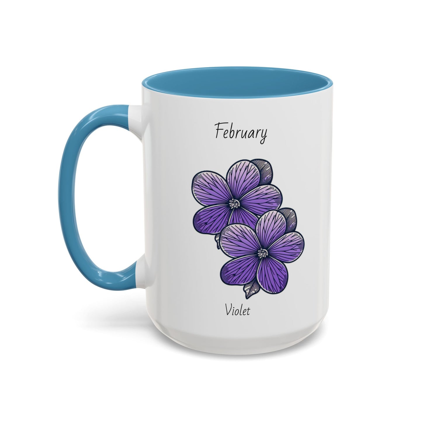 Coffee Mug Flower Coffee Mug, February Birth Month Flower - Violet, Birthday Gift Flower, Girlfriend Gift, Coffee Lover Gift