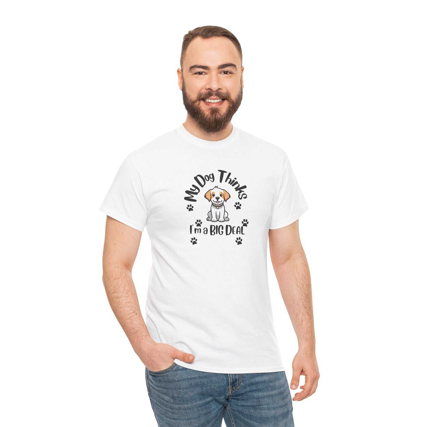 Dog Lovers T Shirt, Beagle Dog t shirt, Beagle Owner Gift, White Cotton T Shirt for Her, My Dog Thinks Puppy Cotton T Shirt, S-5XL sizes, Gift for Dad, Mothers Day Gift