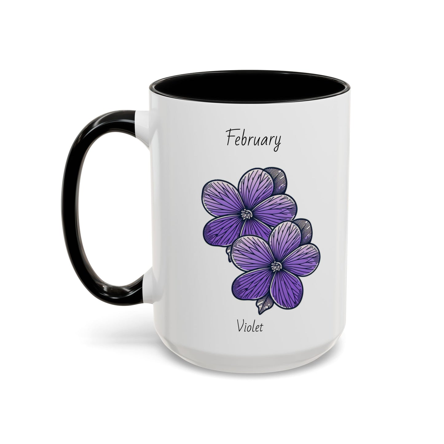Coffee Mug Flower Coffee Mug, February Birth Month Flower - Violet, Birthday Gift Flower, Girlfriend Gift, Coffee Lover Gift