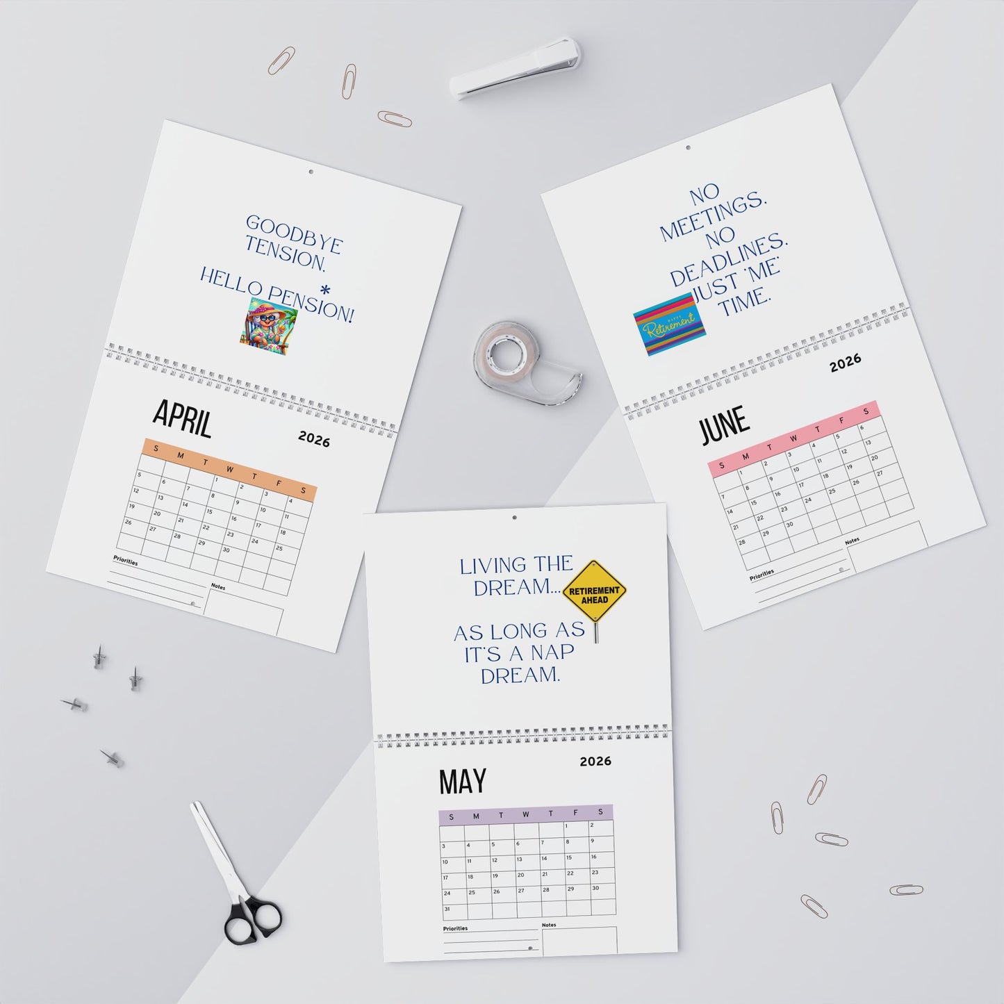 Retirement Gift For Woman, Retirement Calendar For Retiree Gift, 2026 Monthly Planner, Funny Retirement Wall Calendar, Wall Decor, 2026 Monthly Calendar