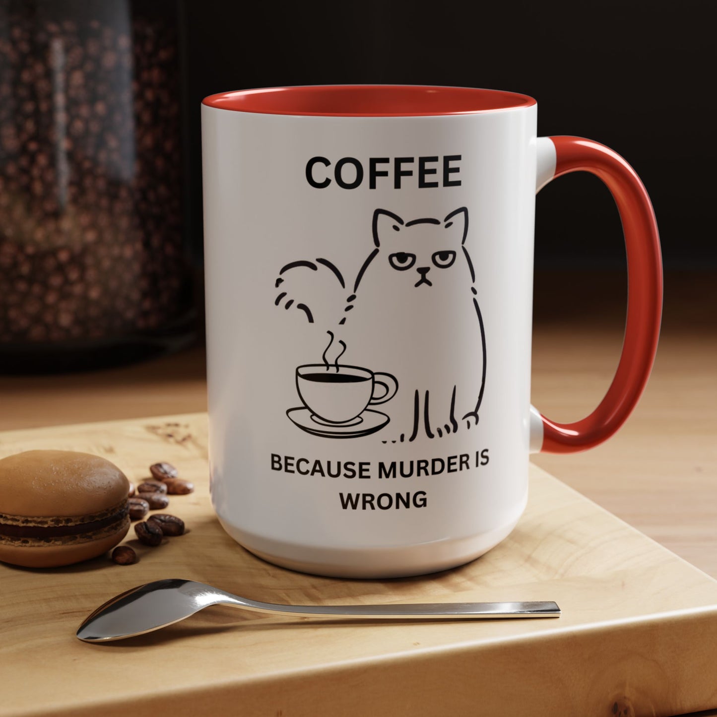 Funny Coffee Mug, Sarcastic Coffee Mug, Coffee vs Murder Mug, Coffee Lover Gift, Gift For Cat Lover, Cat Mom Gift, Sassy Cat Coffee Mug