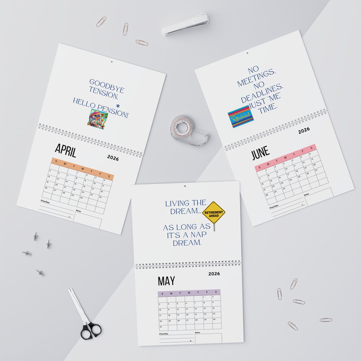 Retirement Gift For Man, Retirement Calendar For Retiree Gift, 2026 Monthly Planner, Funny Retirement Wall Calendar, Wall Decor, 2026 Monthly Calendar