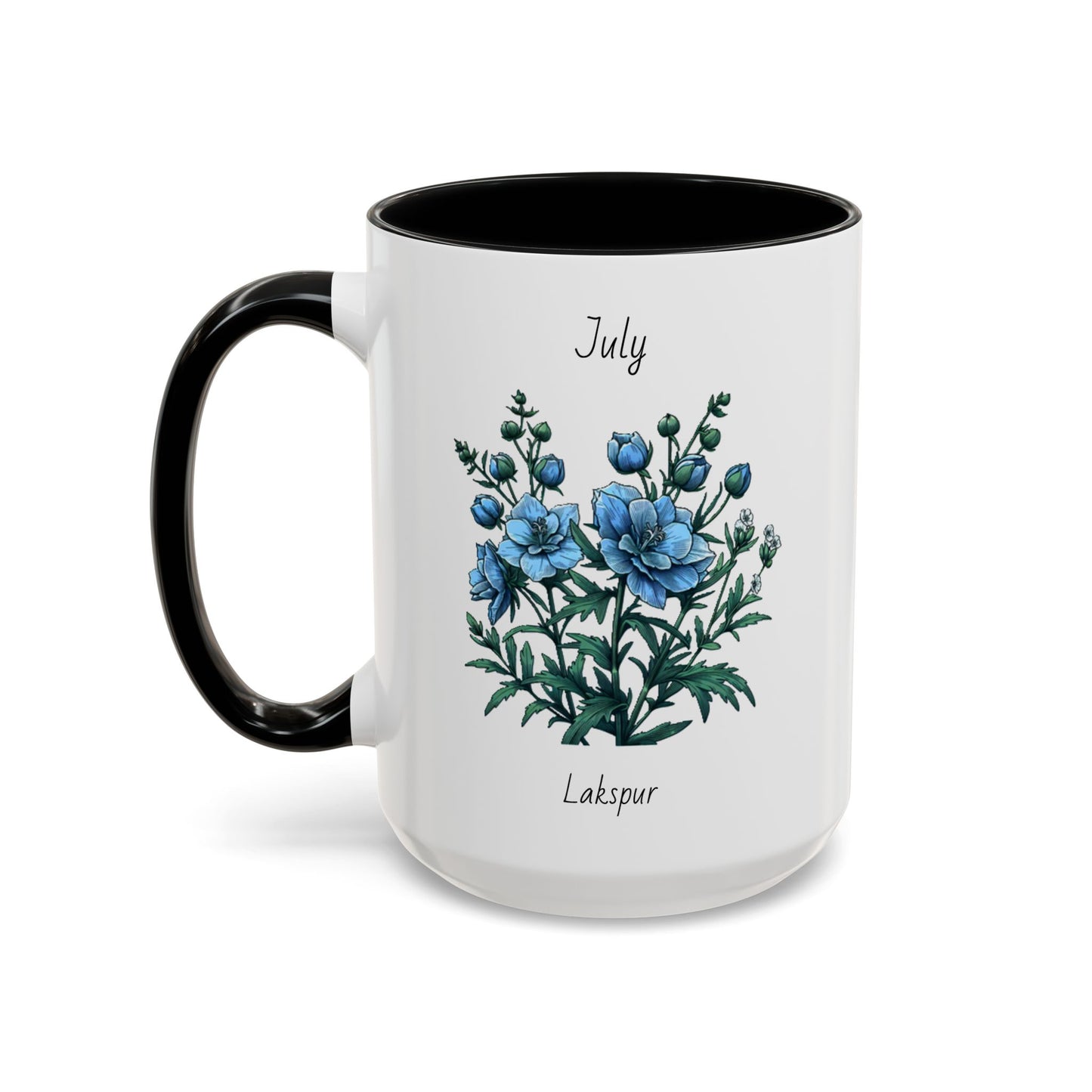 July Coffee Mug Flower Coffee Mug, July Birth Month Flower - Lakspur, Birthday Gift Flower