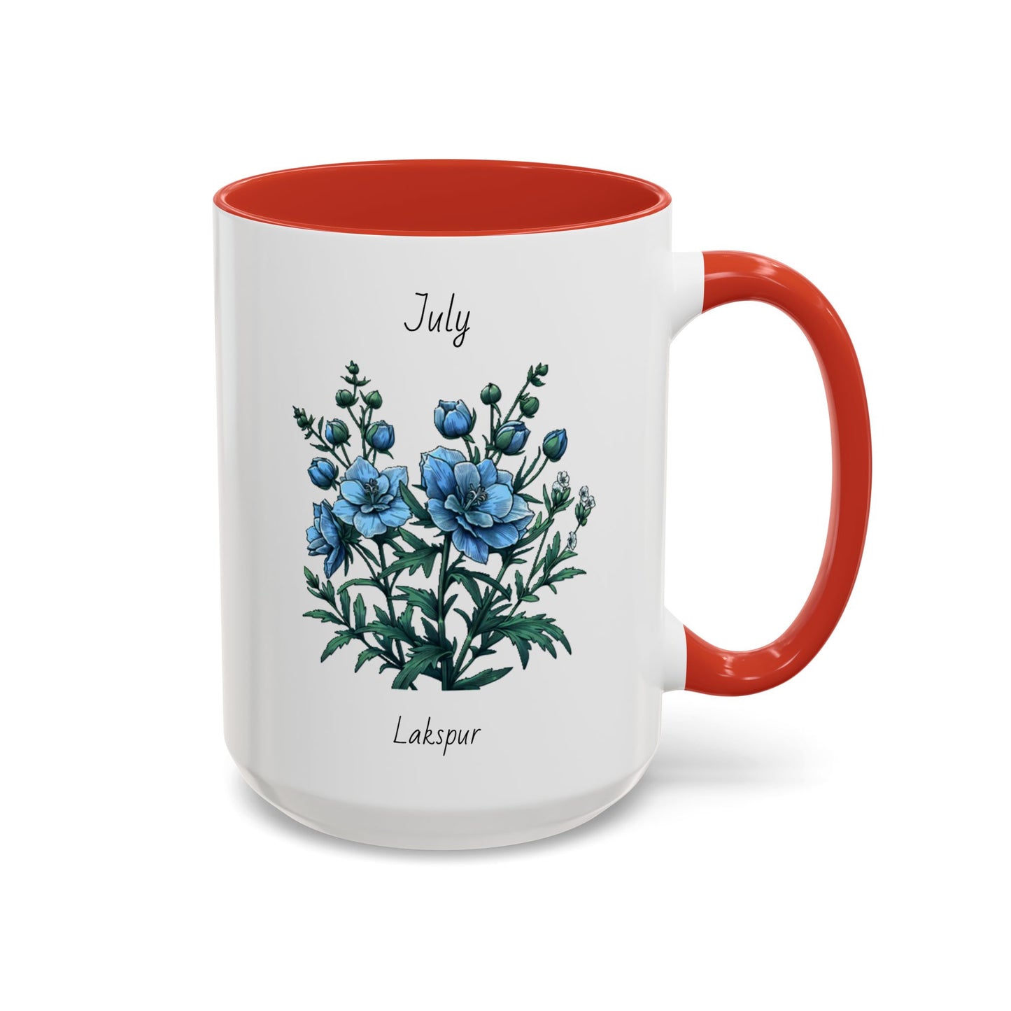 July Coffee Mug Flower Coffee Mug, July Birth Month Flower - Lakspur, Birthday Gift Flower